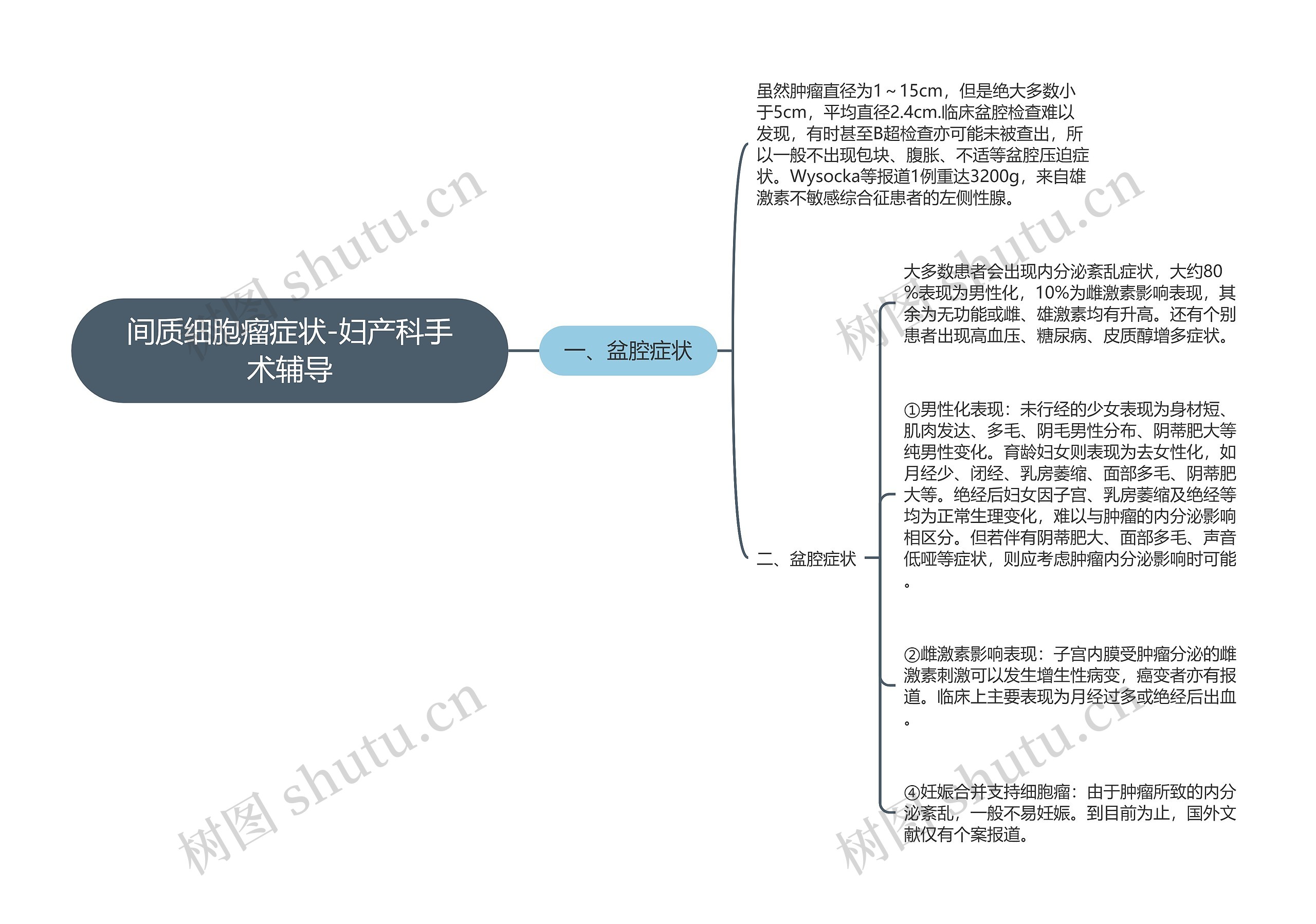 间质细胞瘤症状-妇产科手术辅导思维导图