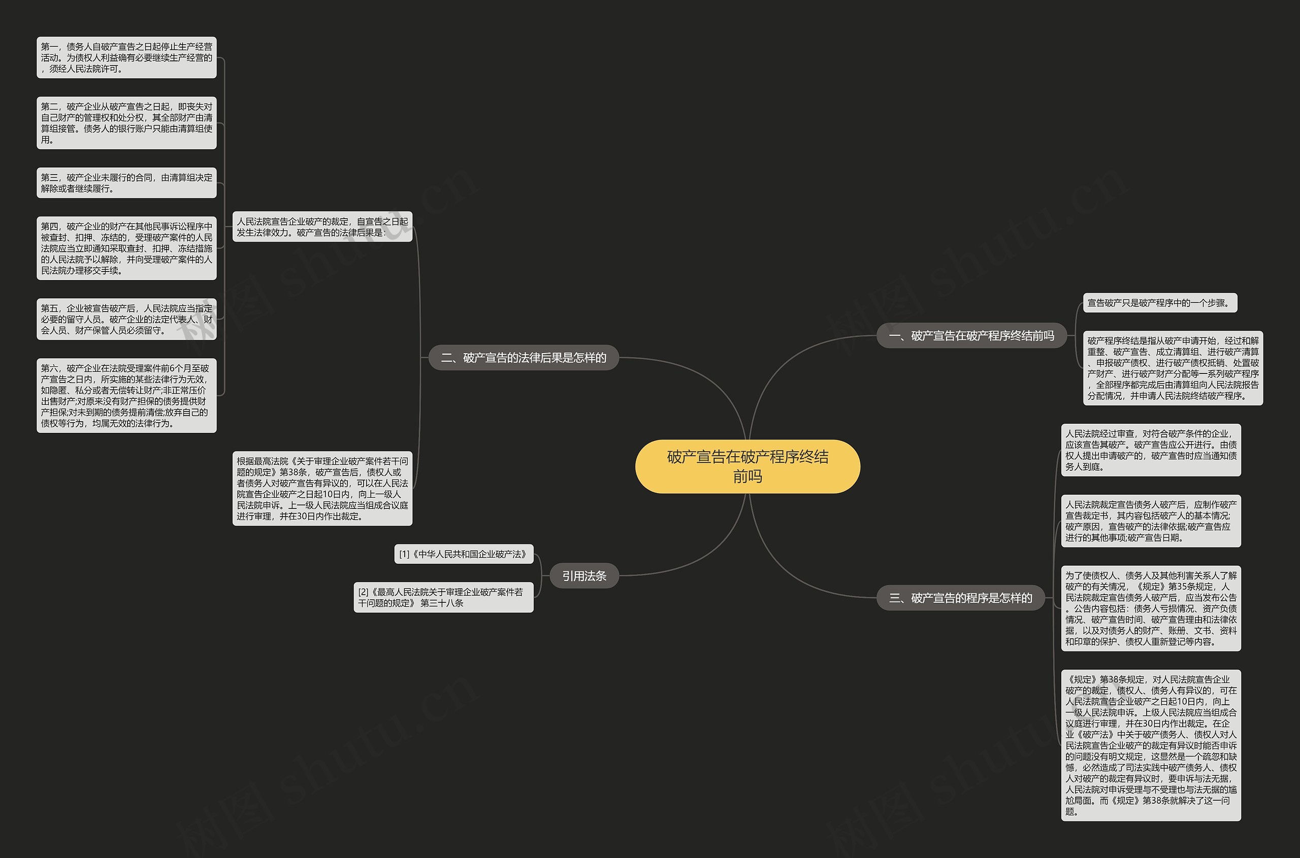 破产宣告在破产程序终结前吗思维导图