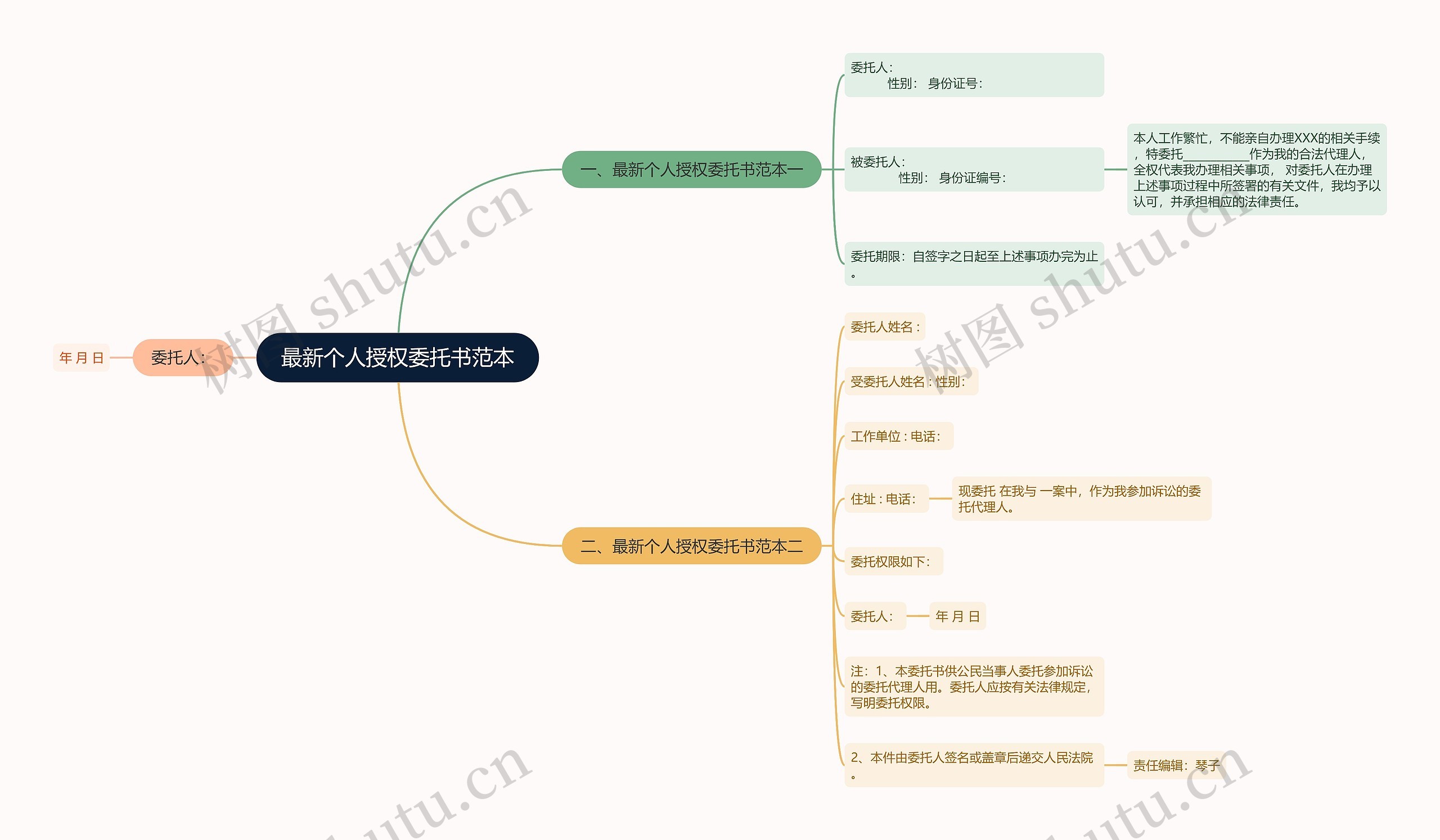 最新个人授权委托书范本思维导图