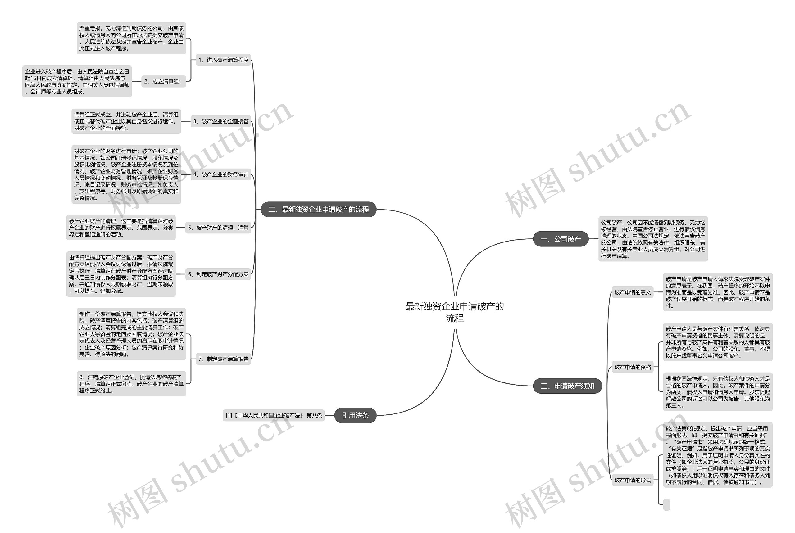最新独资企业申请破产的流程思维导图