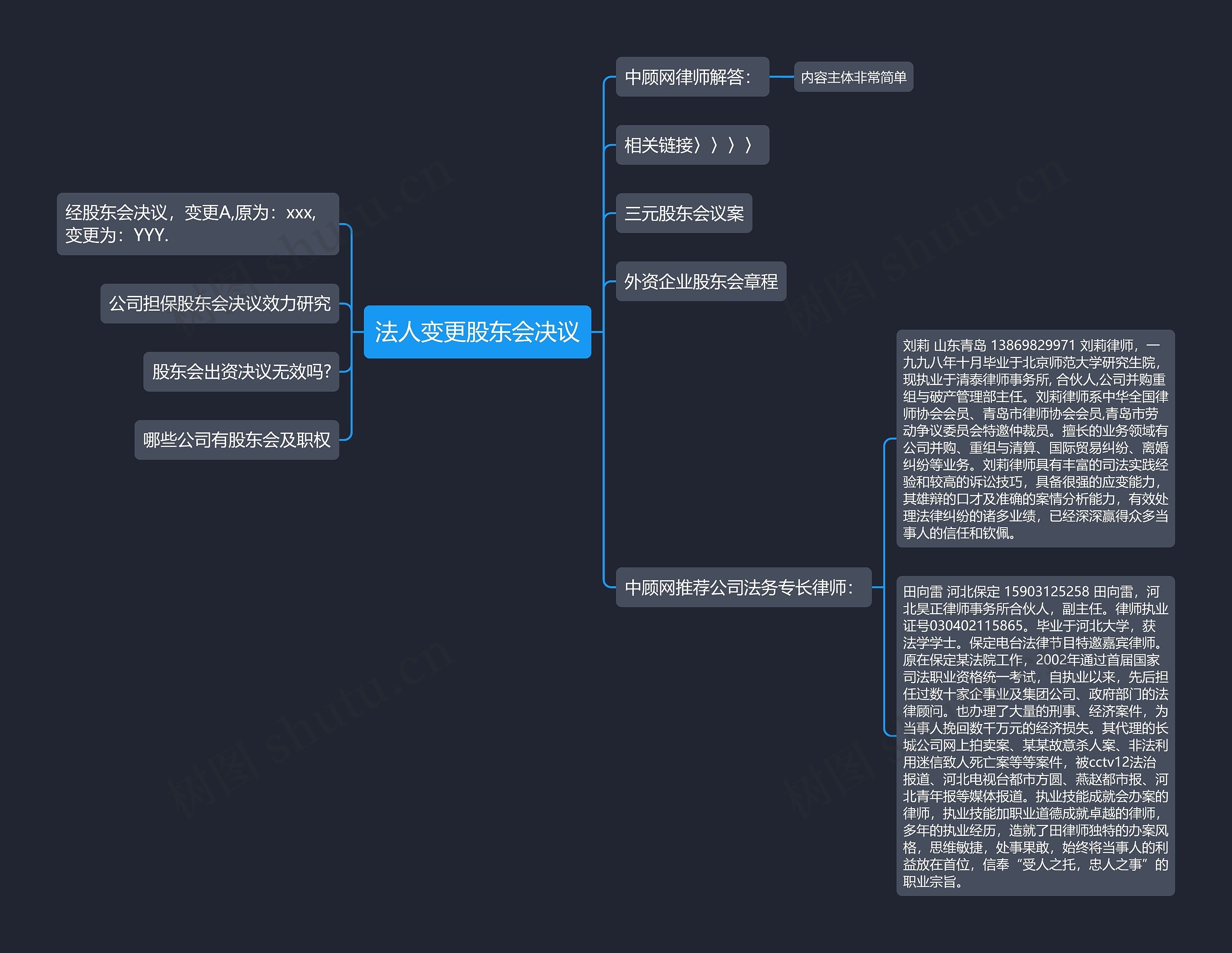 法人变更股东会决议思维导图
