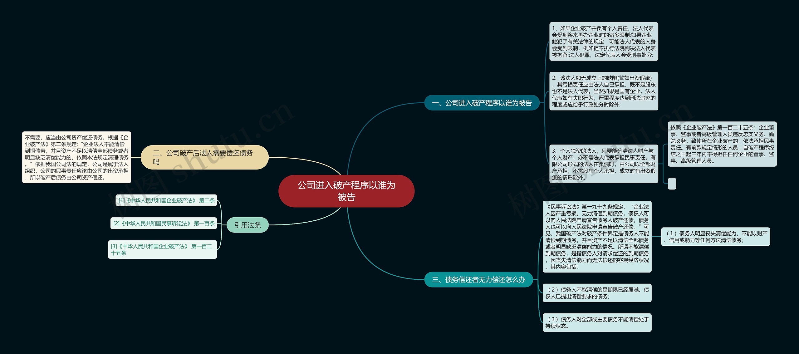 公司进入破产程序以谁为被告思维导图