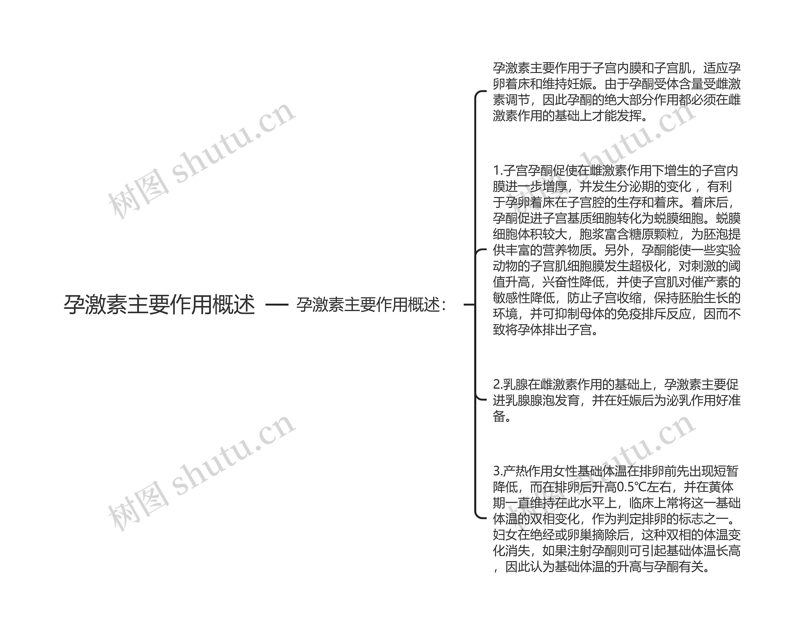 孕激素主要作用概述思维导图