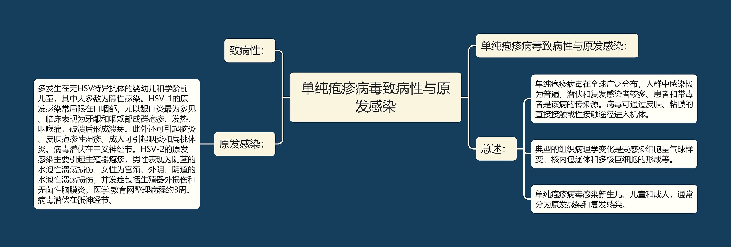 单纯疱疹病毒致病性与原发感染思维导图