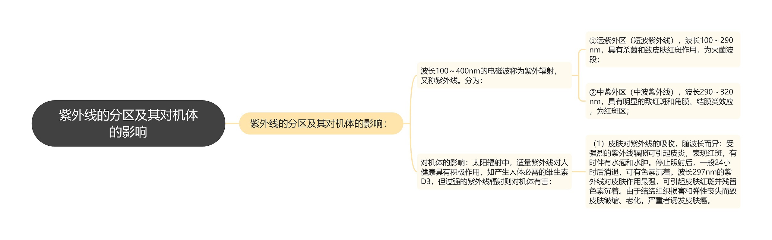 紫外线的分区及其对机体的影响