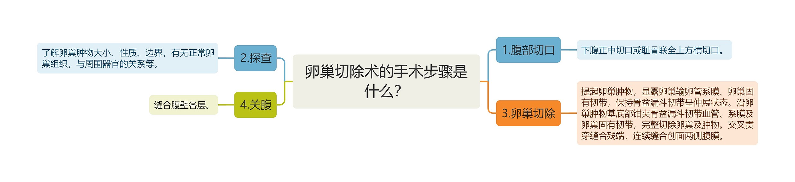 卵巢切除术的手术步骤是什么？思维导图