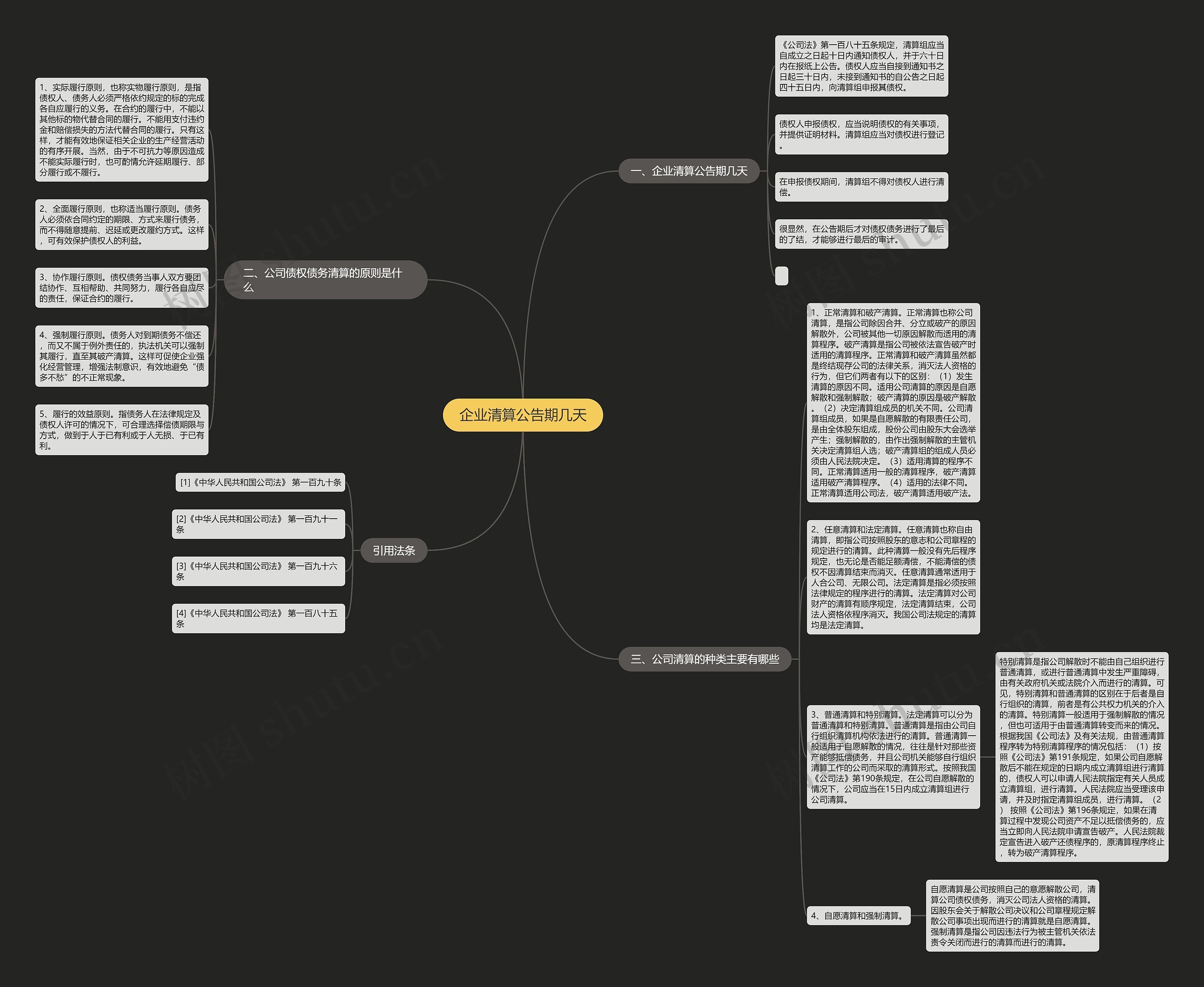 企业清算公告期几天思维导图