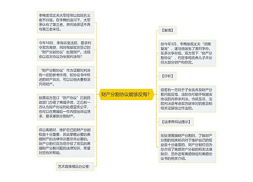 财产分割协议能够反悔？