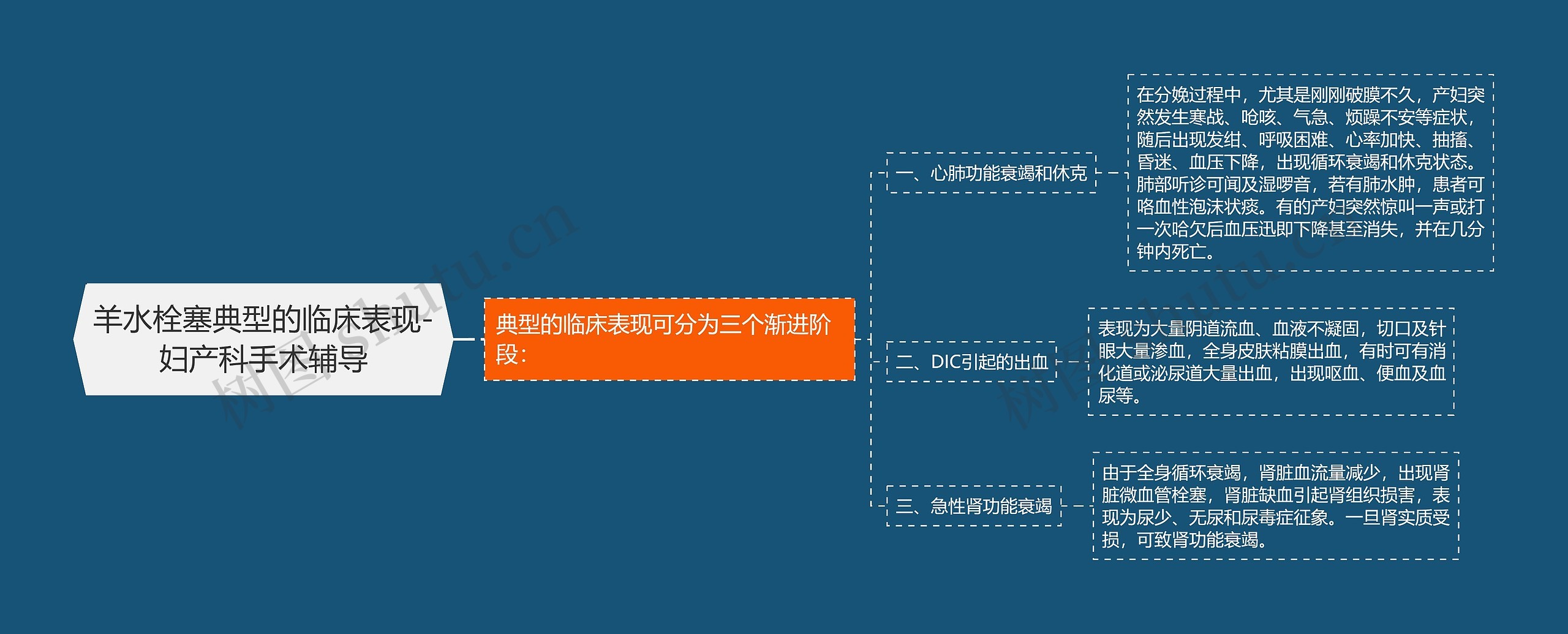 羊水栓塞典型的临床表现-妇产科手术辅导思维导图