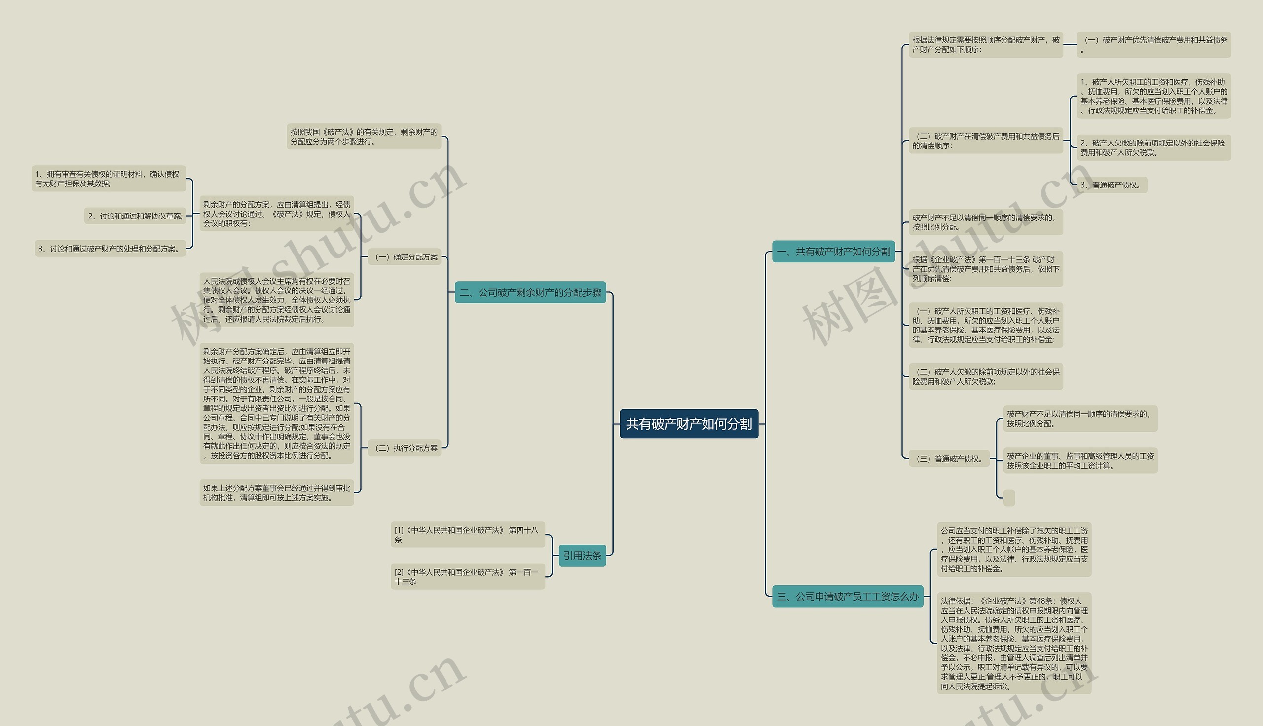 共有破产财产如何分割思维导图