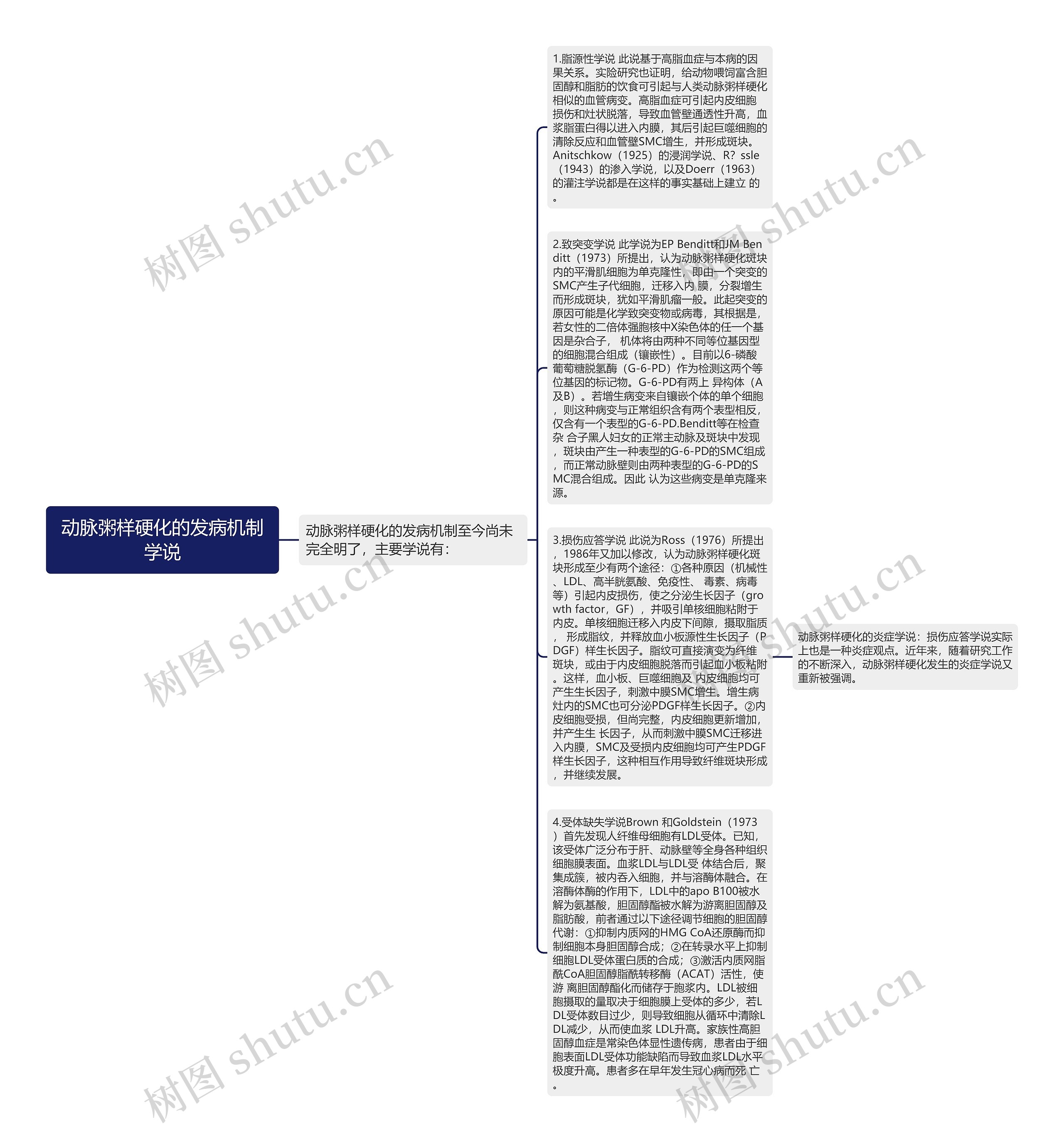 动脉粥样硬化的发病机制学说思维导图高清图 动脉粥样硬化的发病机制学说思维导图