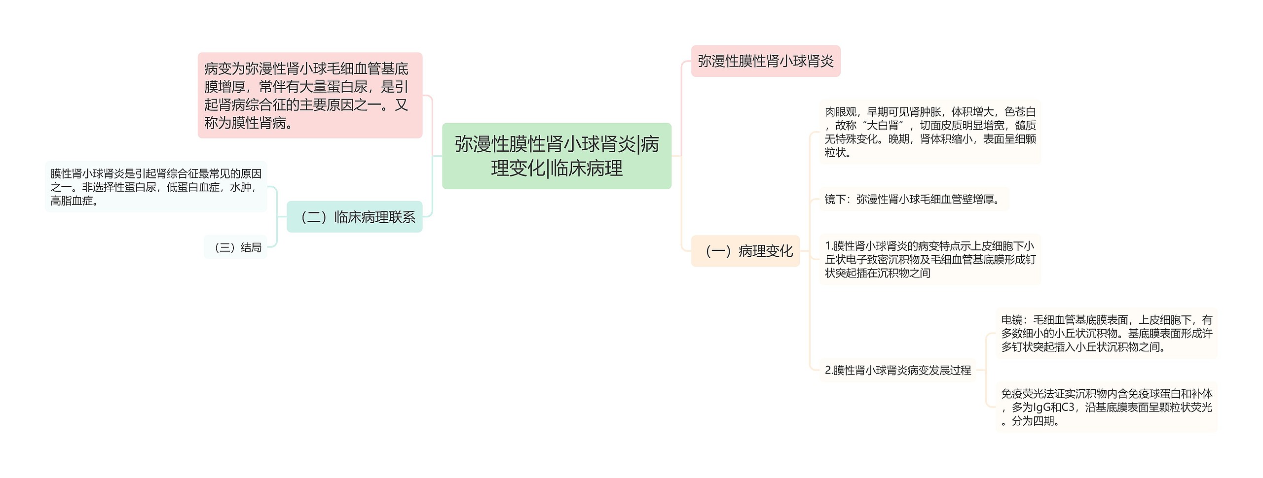 弥漫性膜性肾小球肾炎|病理变化|临床病理思维导图