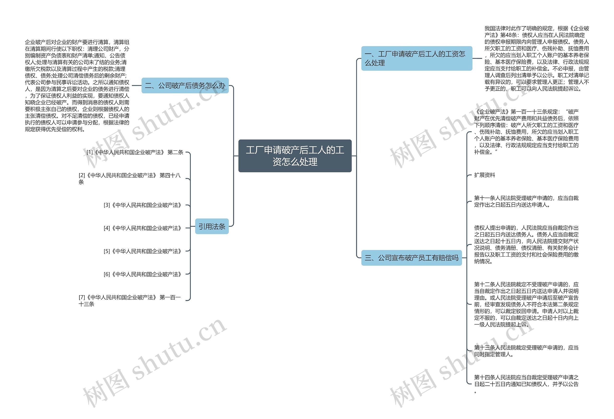 工厂申请破产后工人的工资怎么处理思维导图