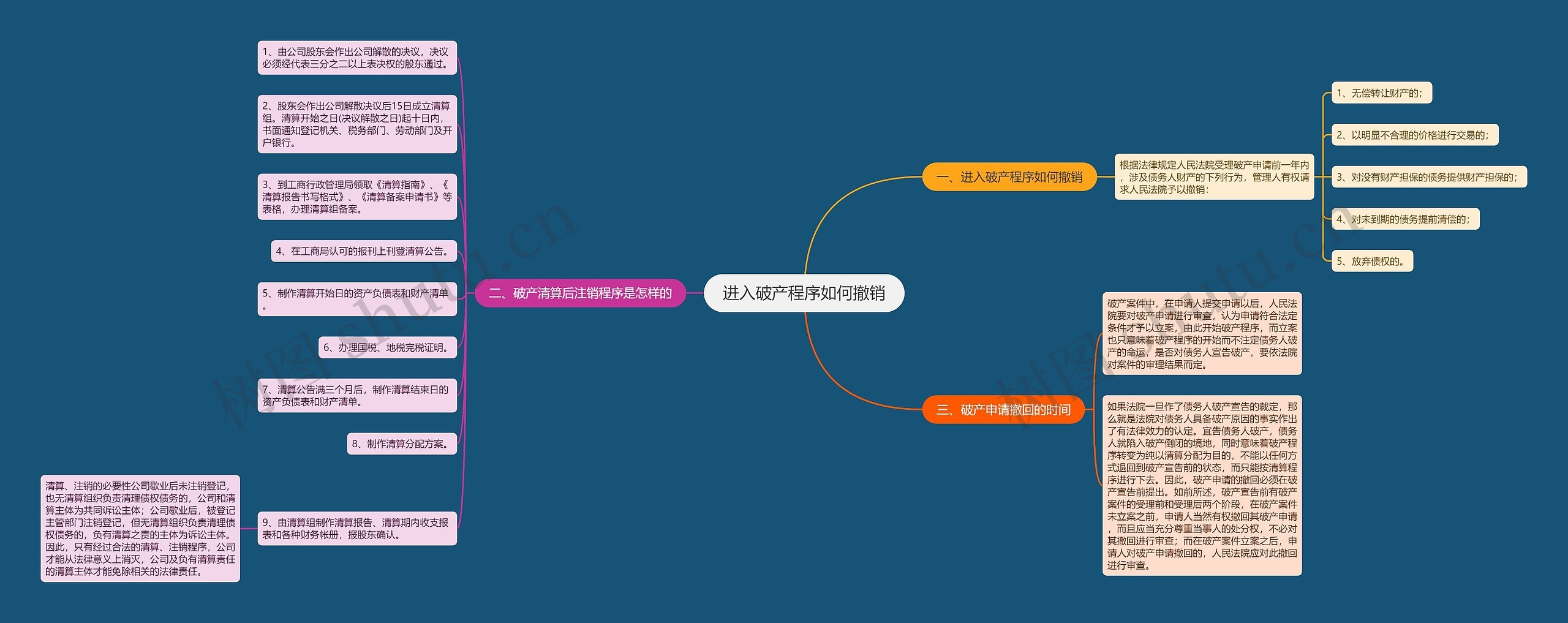 进入破产程序如何撤销思维导图