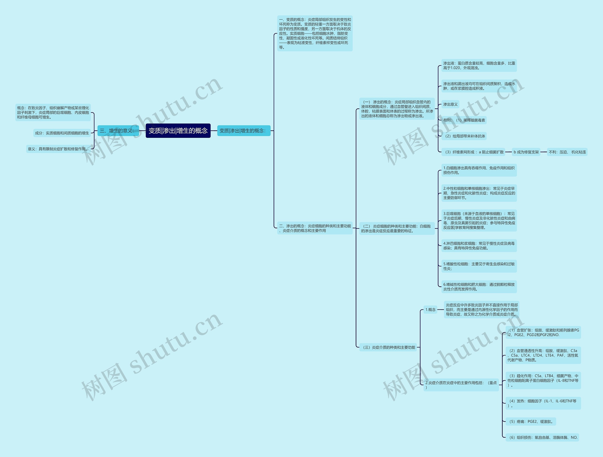 变质|渗出|增生的概念思维导图