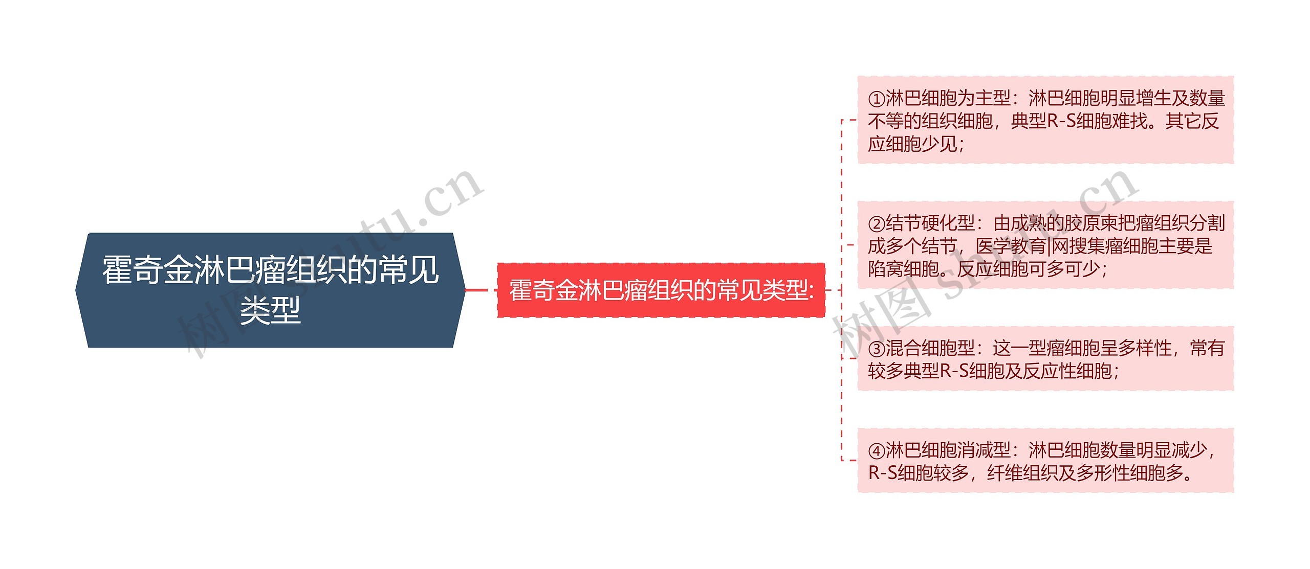 霍奇金淋巴瘤组织的常见类型思维导图