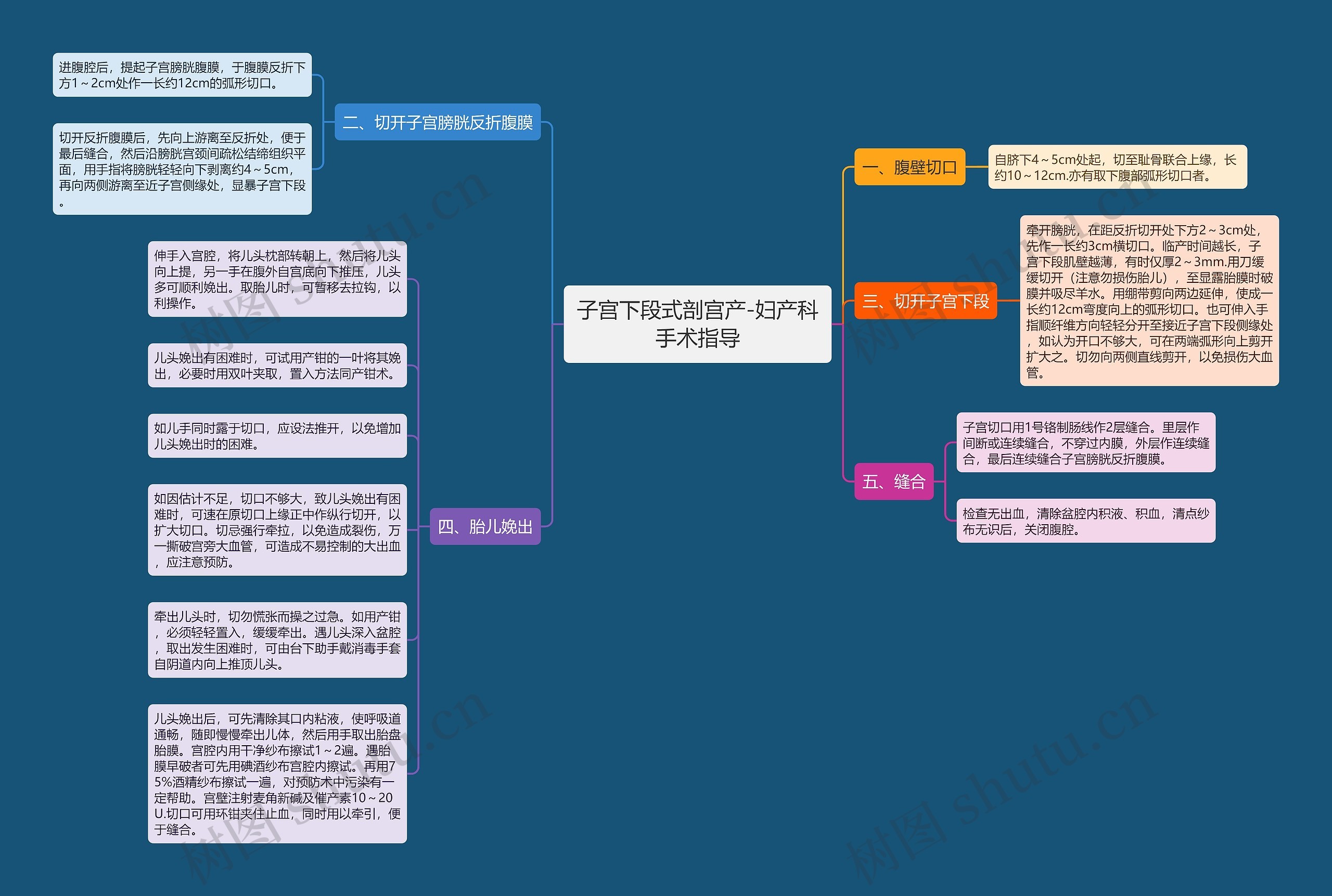 子宫下段式剖宫产-妇产科手术指导思维导图