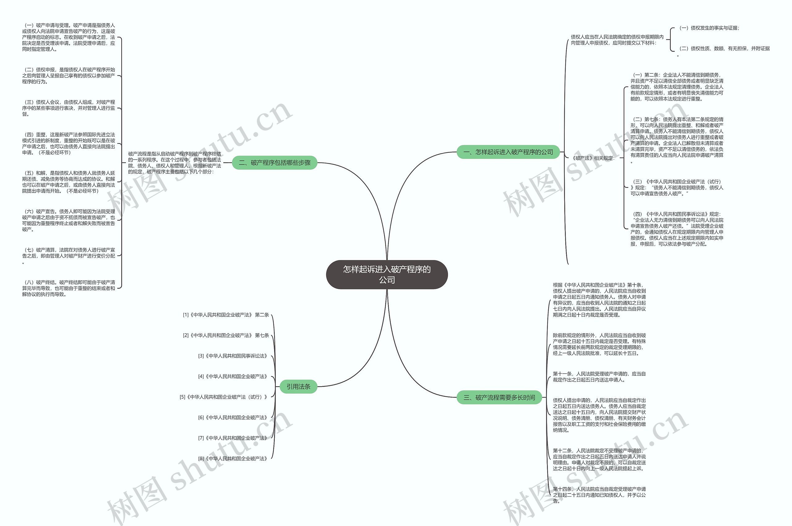 怎样起诉进入破产程序的公司思维导图
