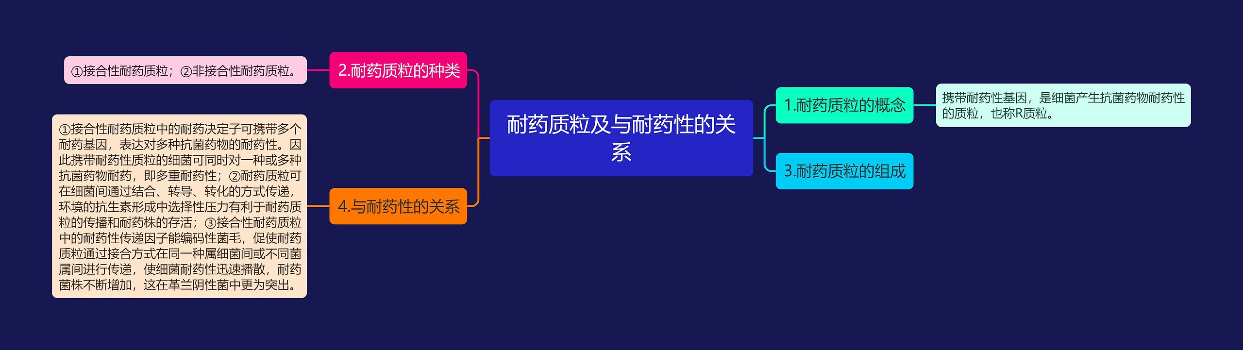 耐药质粒及与耐药性的关系思维导图