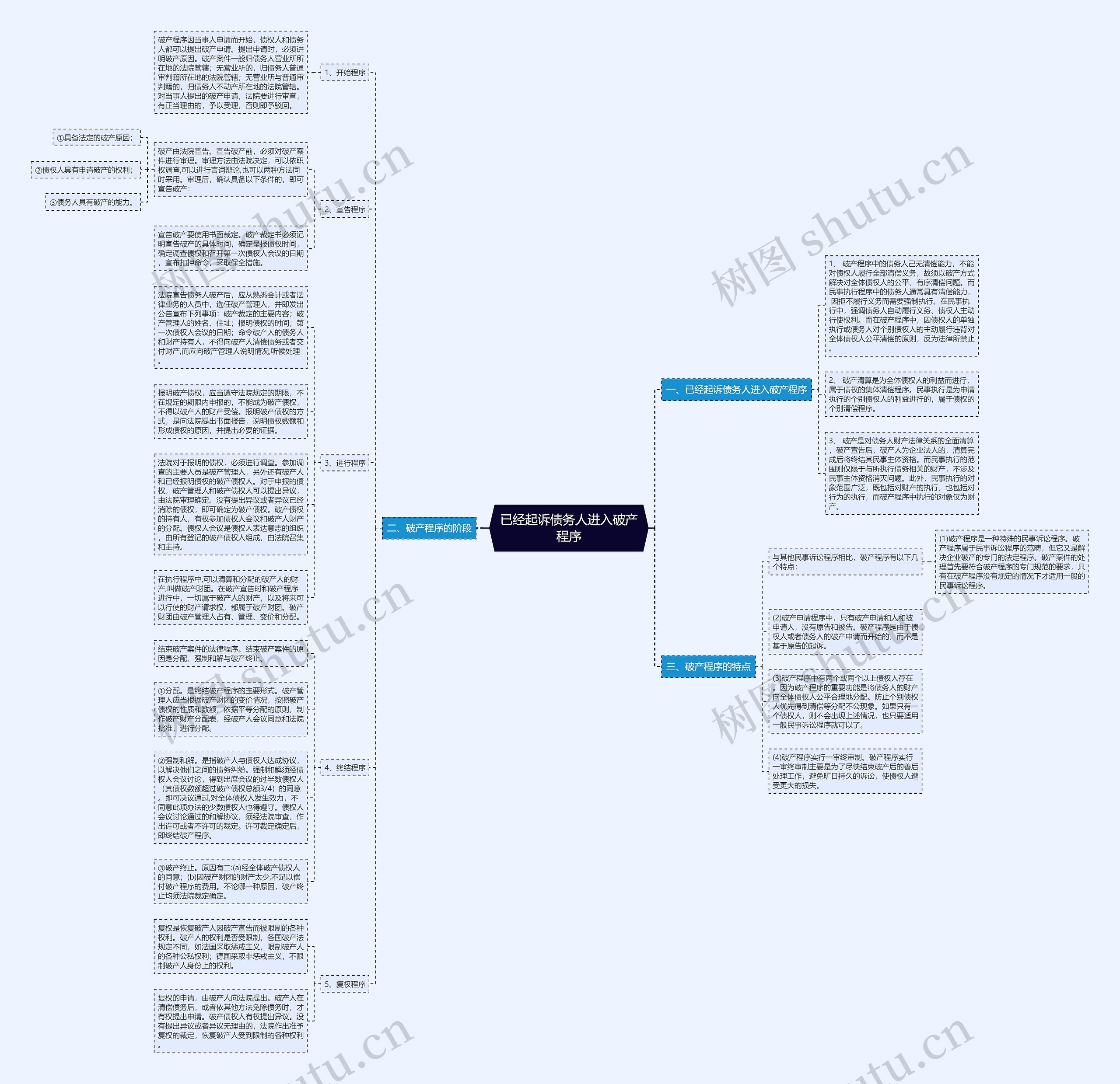 已经起诉债务人进入破产程序思维导图