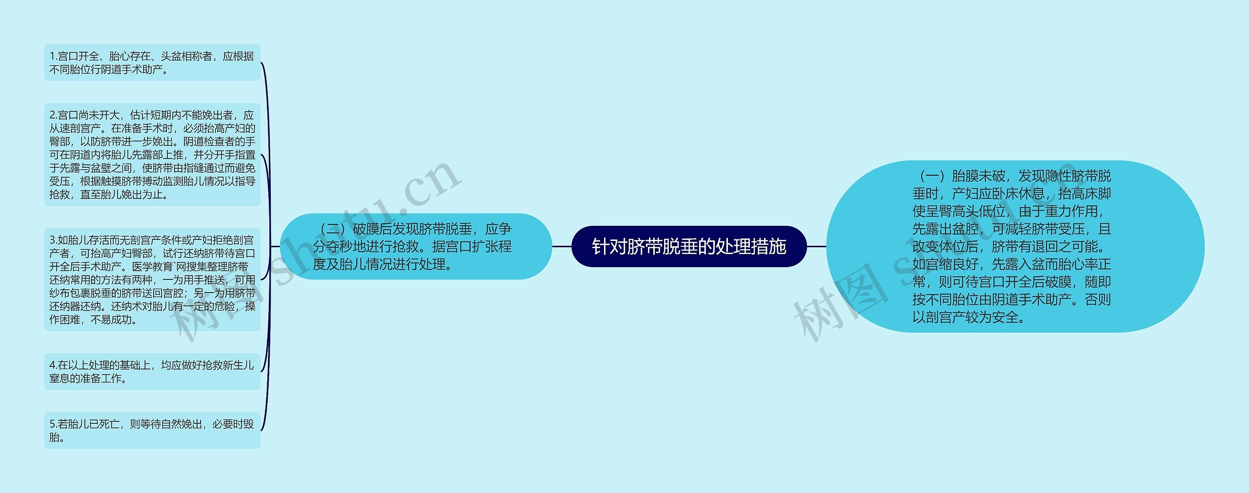 针对脐带脱垂的处理措施思维导图