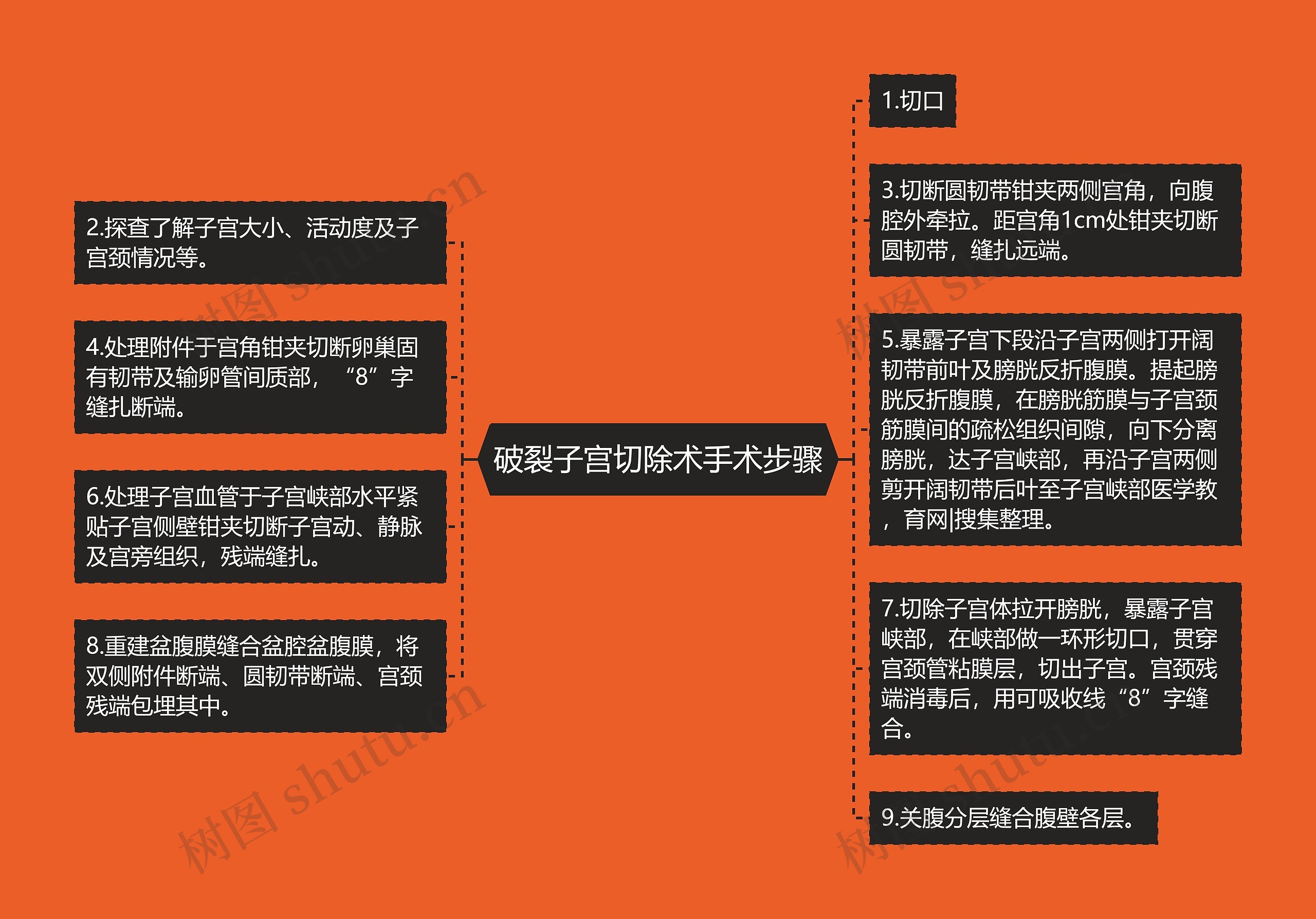 破裂子宫切除术手术步骤思维导图