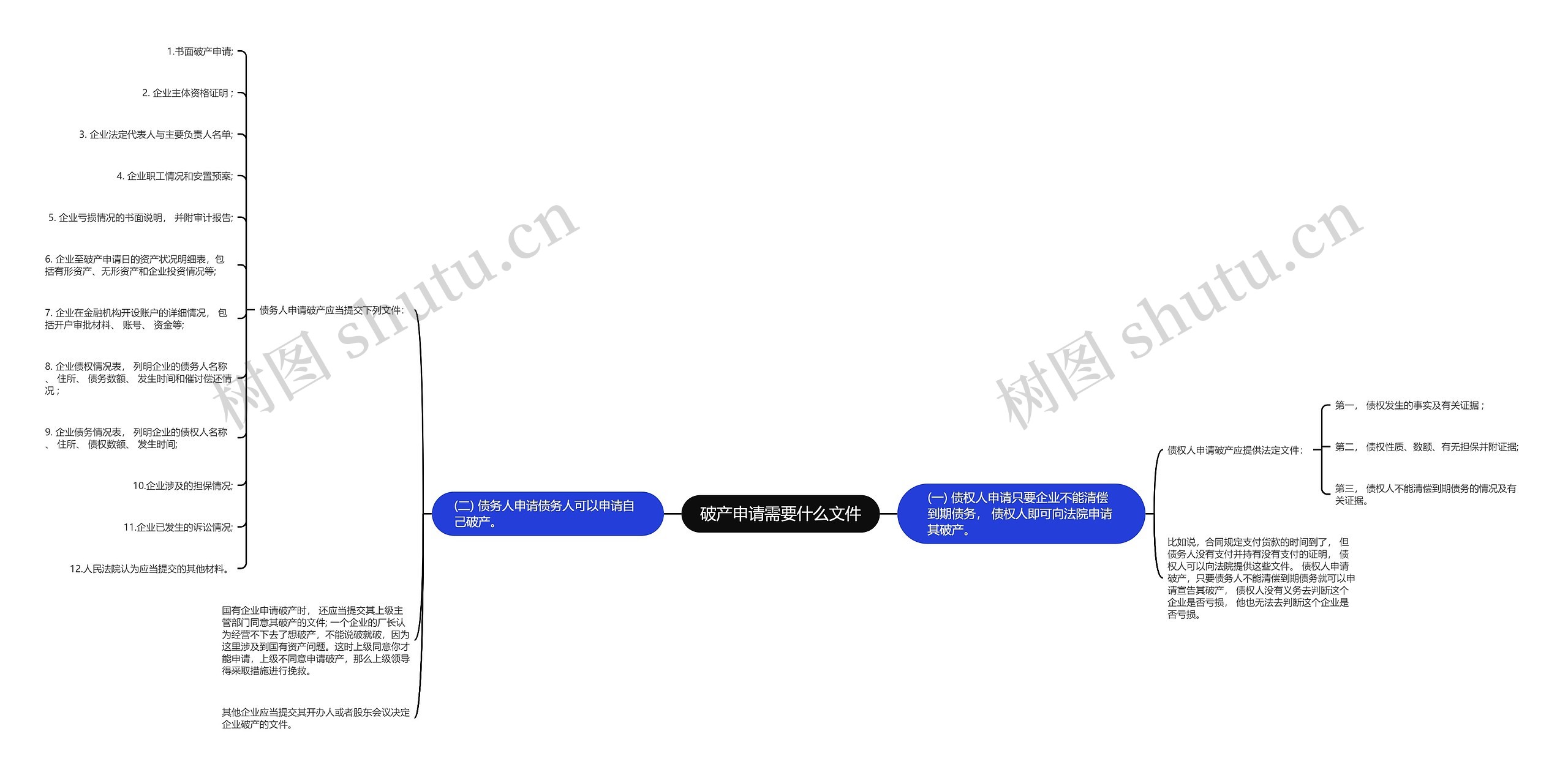 破产申请需要什么文件思维导图