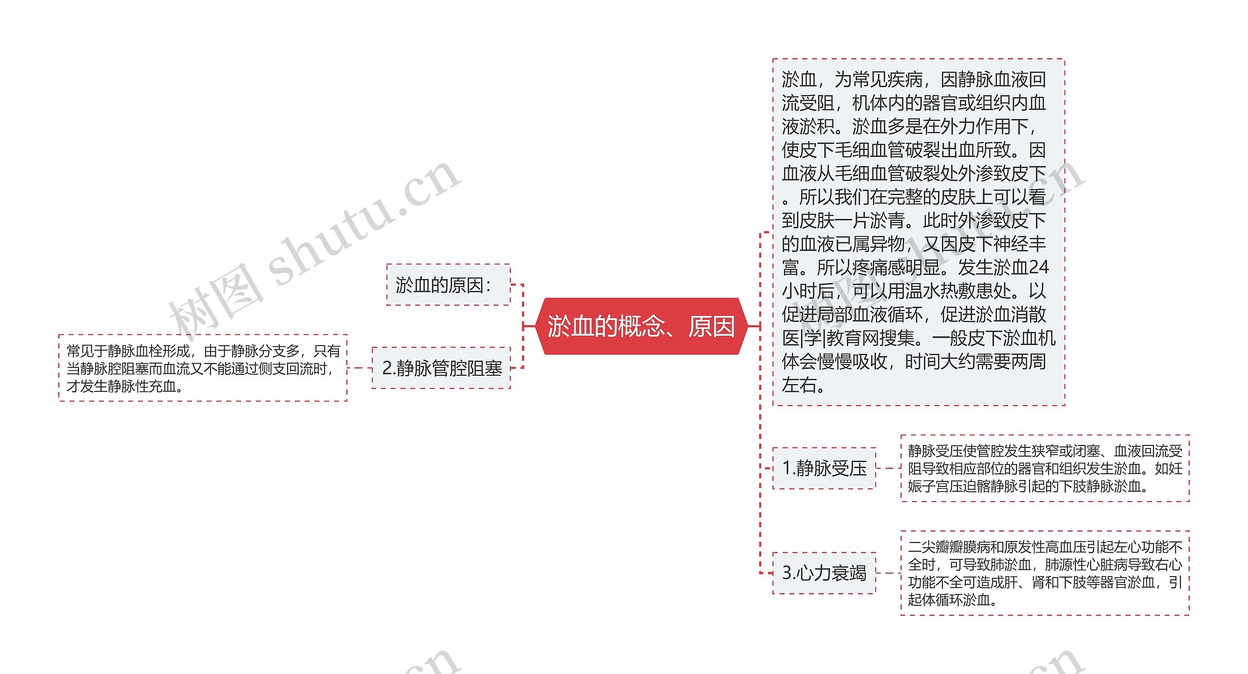 淤血的概念、原因思维导图