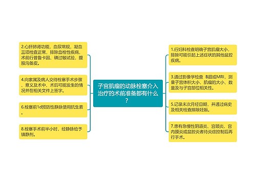 子宫肌瘤的动脉栓塞介入治疗的术前准备都有什么？