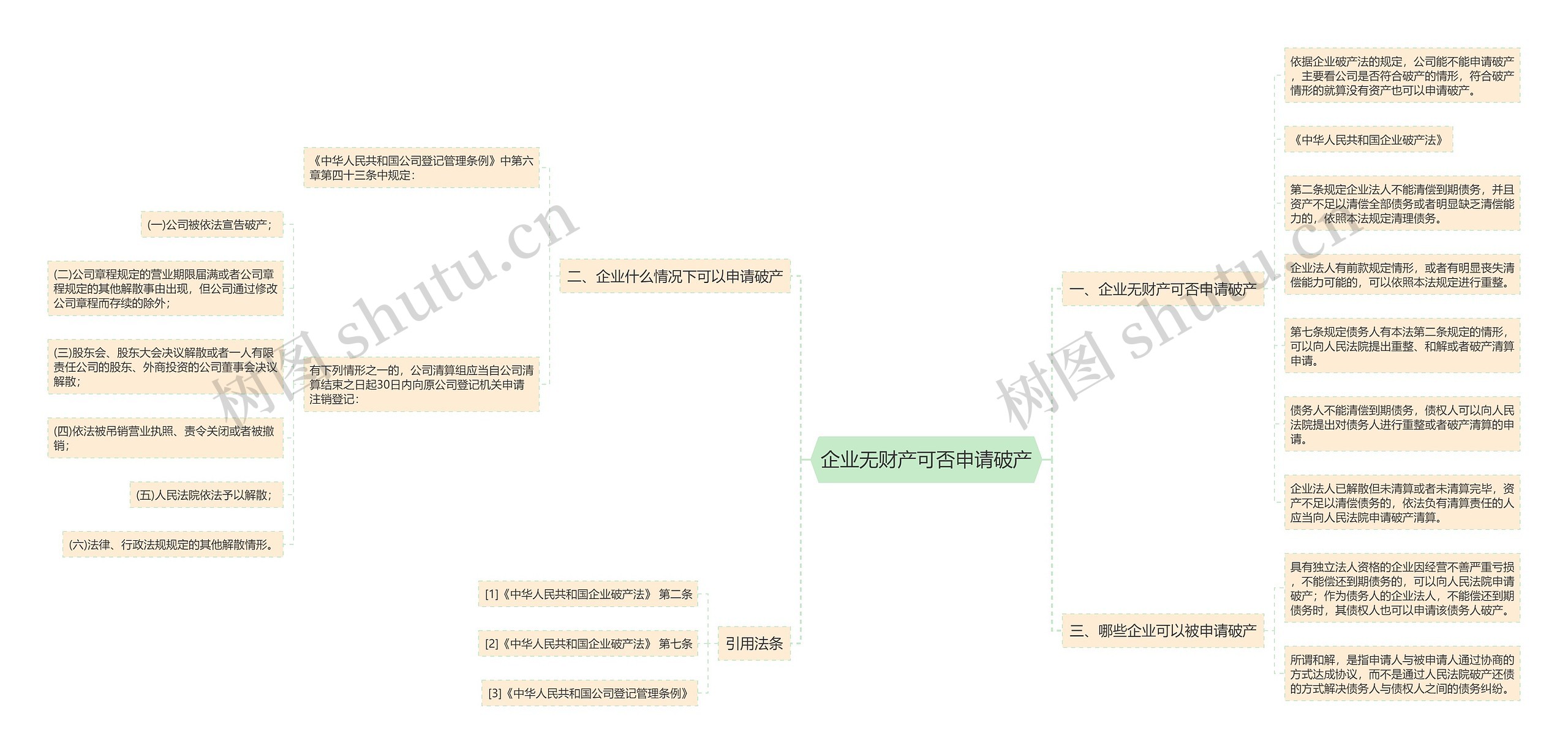 企业无财产可否申请破产思维导图