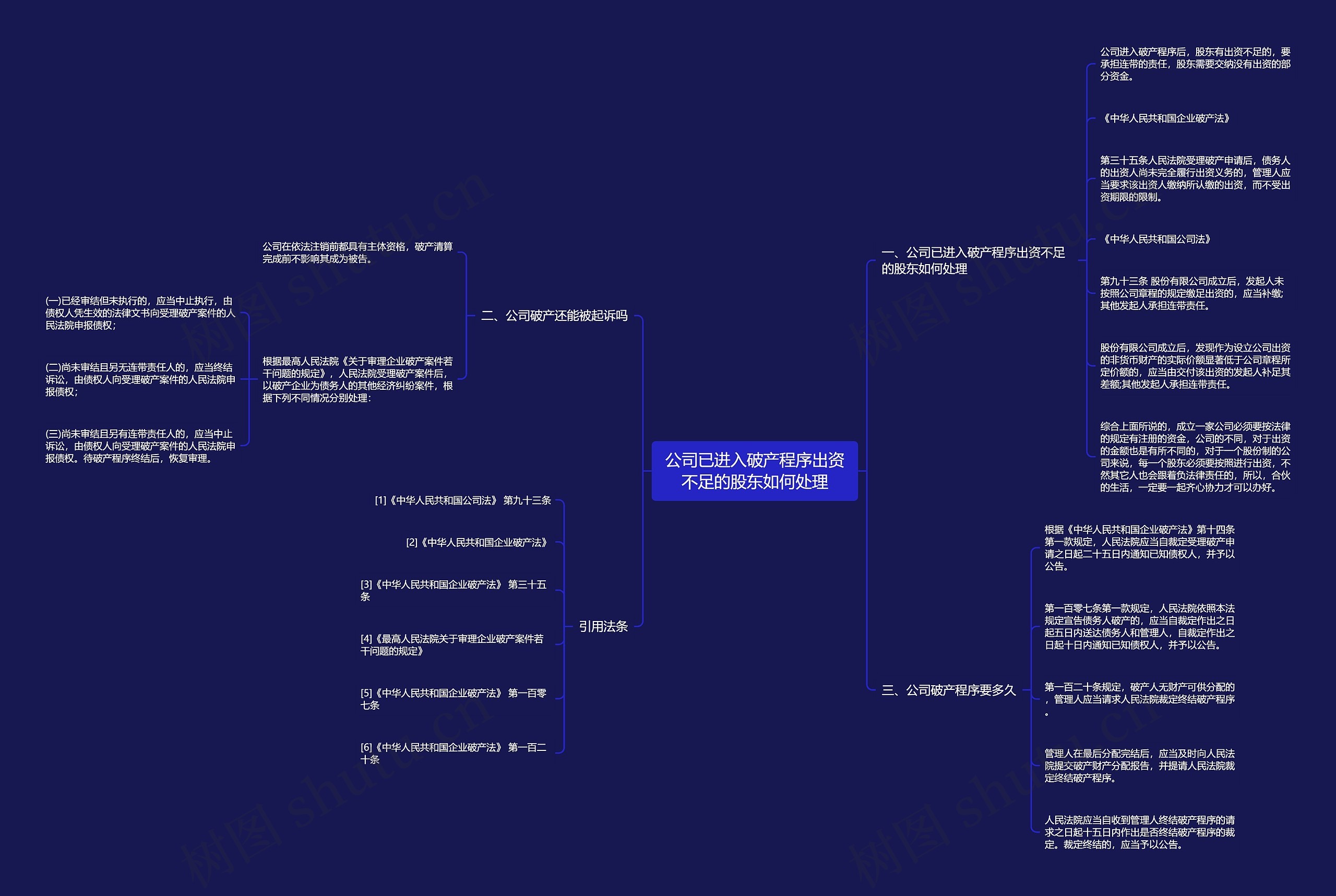 公司已进入破产程序出资不足的股东如何处理思维导图