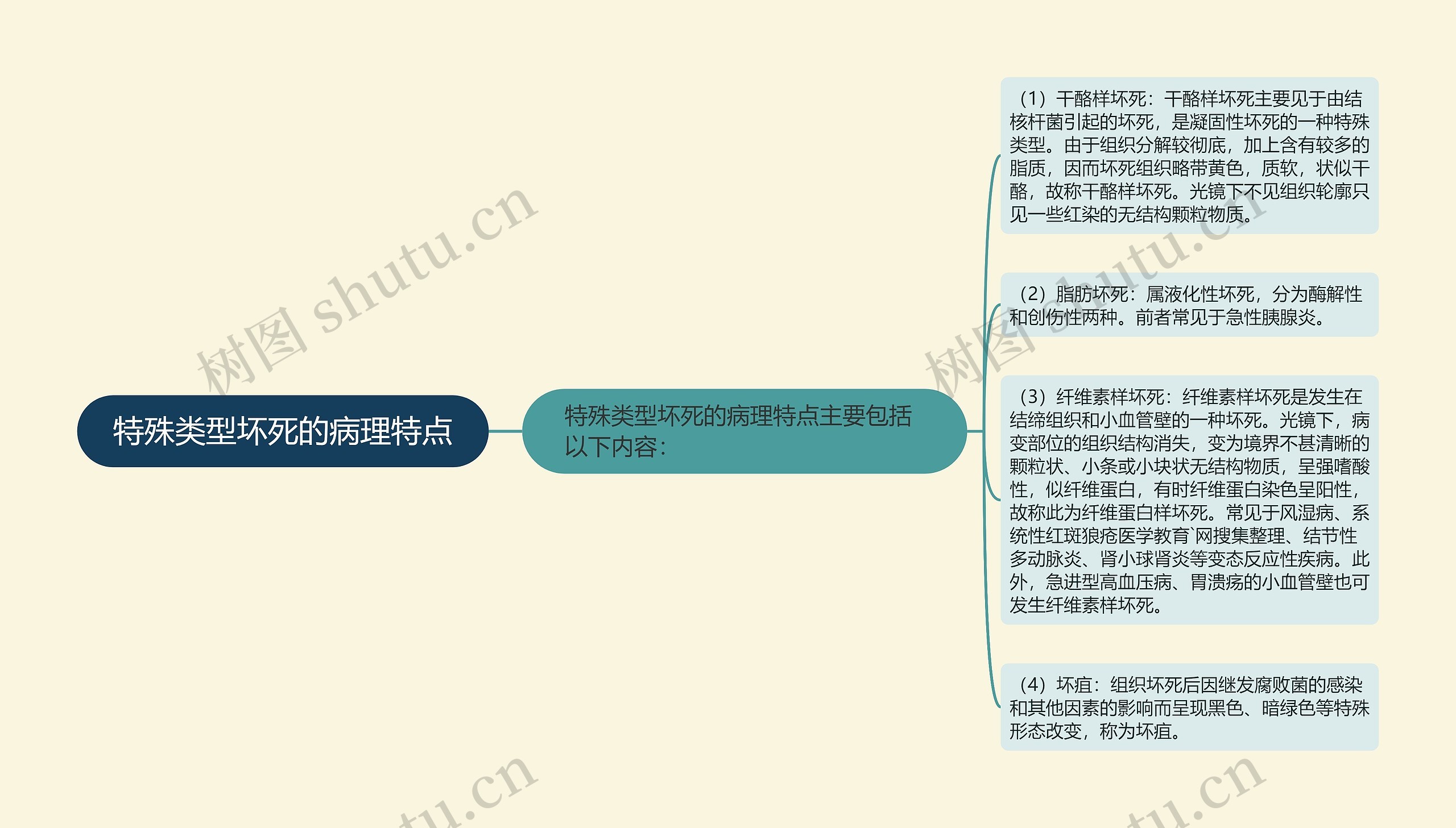 特殊类型坏死的病理特点思维导图