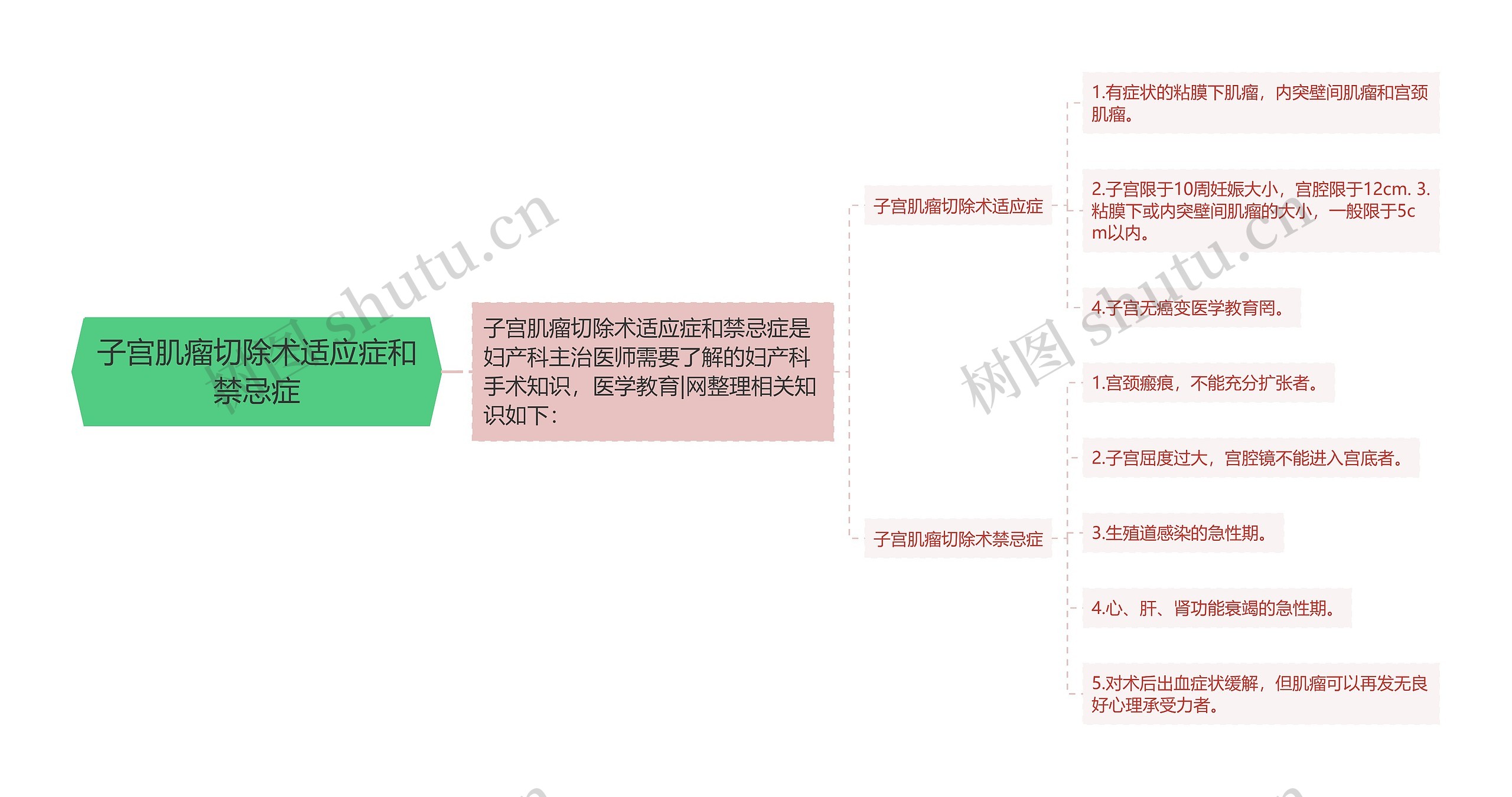 子宫肌瘤切除术适应症和禁忌症思维导图