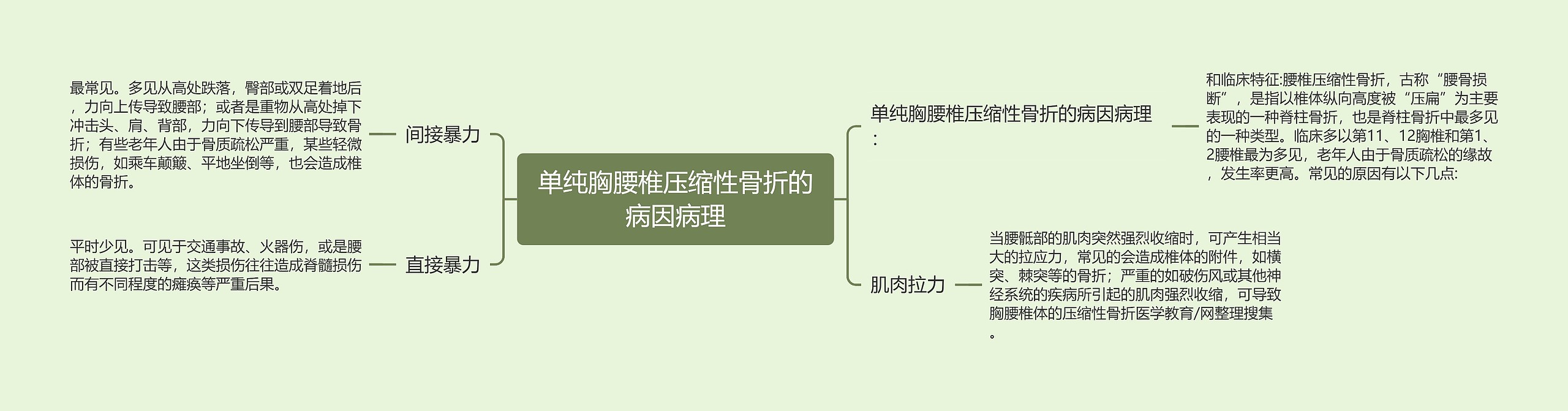 单纯胸腰椎压缩性骨折的病因病理思维导图