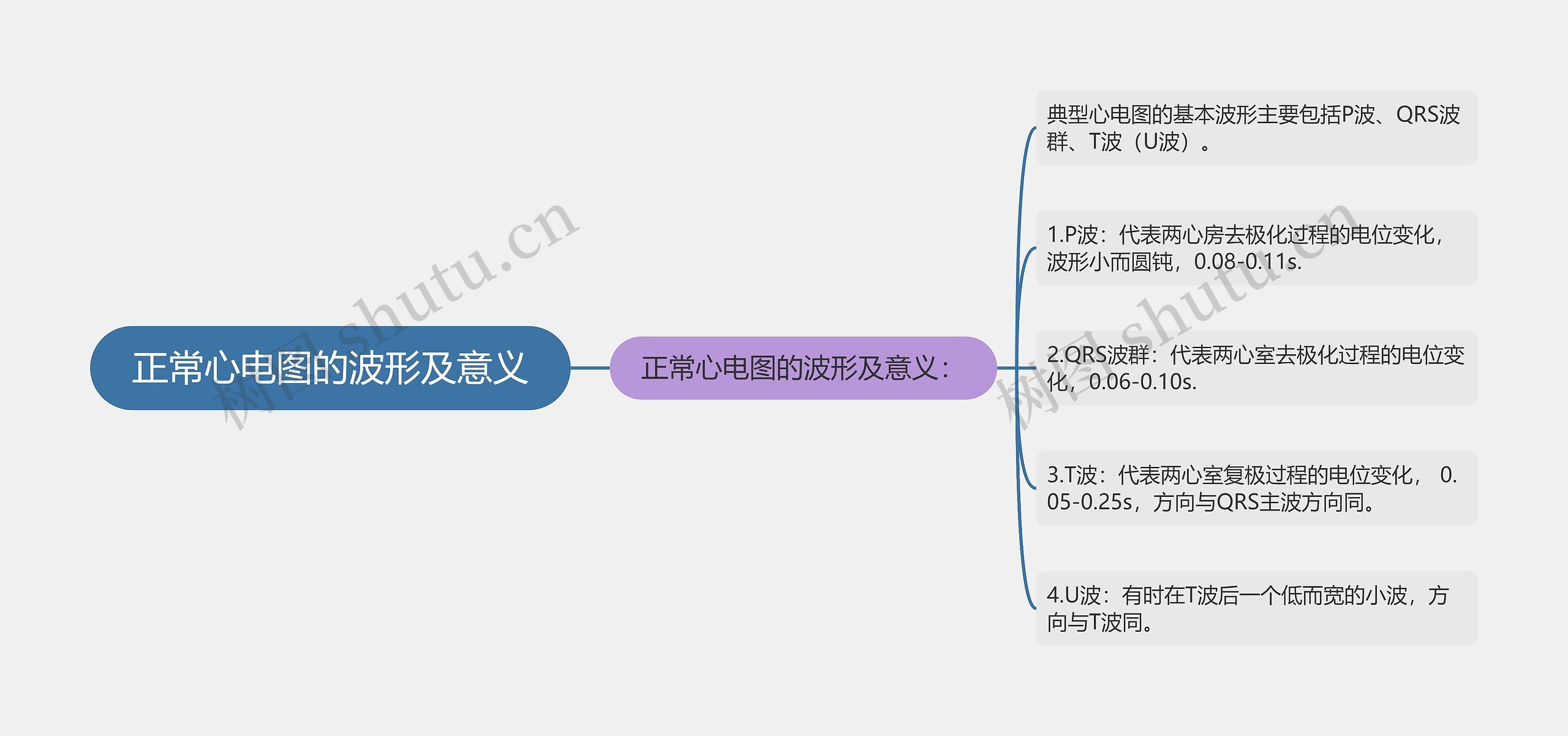 正常心电图的波形及意义思维导图