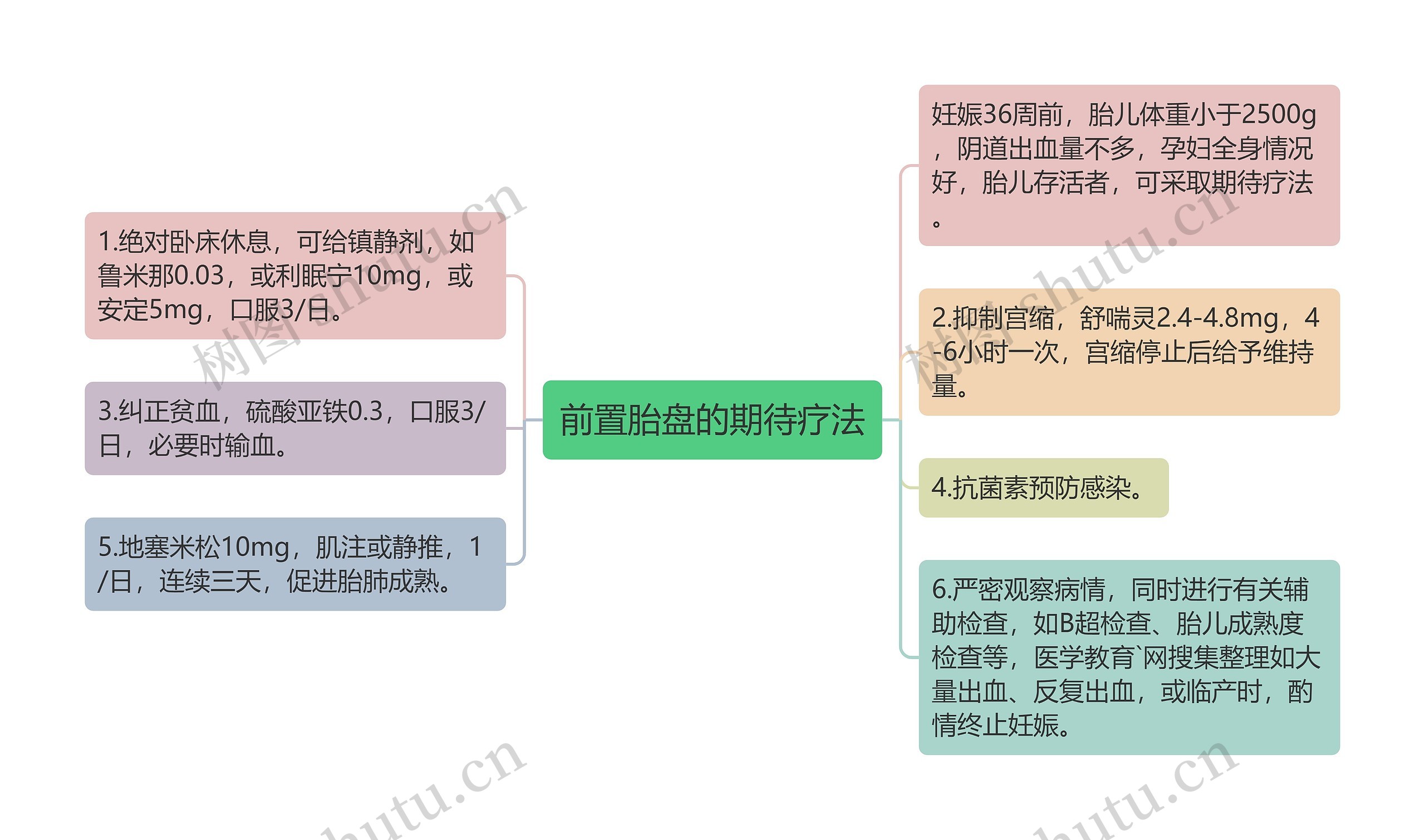 前置胎盘的期待疗法思维导图