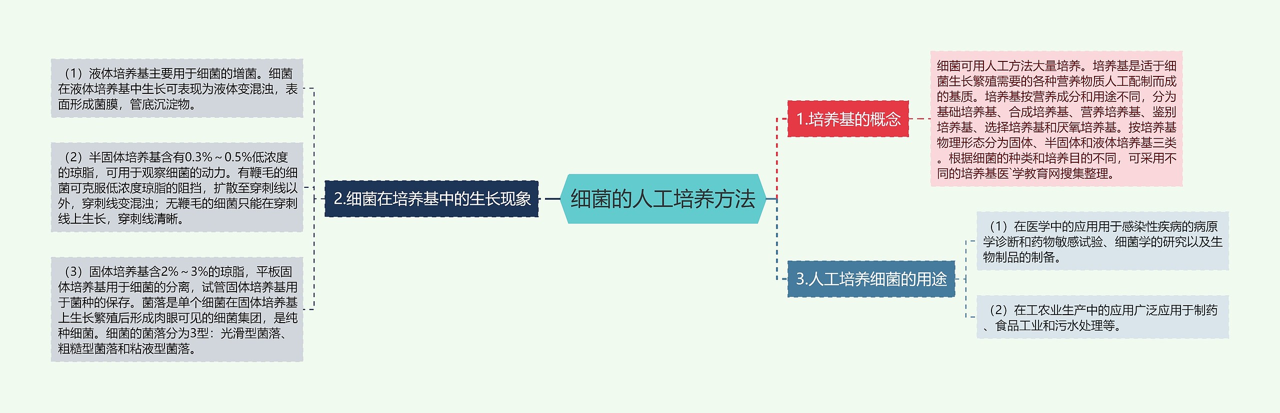 细菌的人工培养方法思维导图