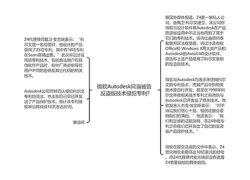 微软Autodesk同当被告 反盗版技术侵犯专利?