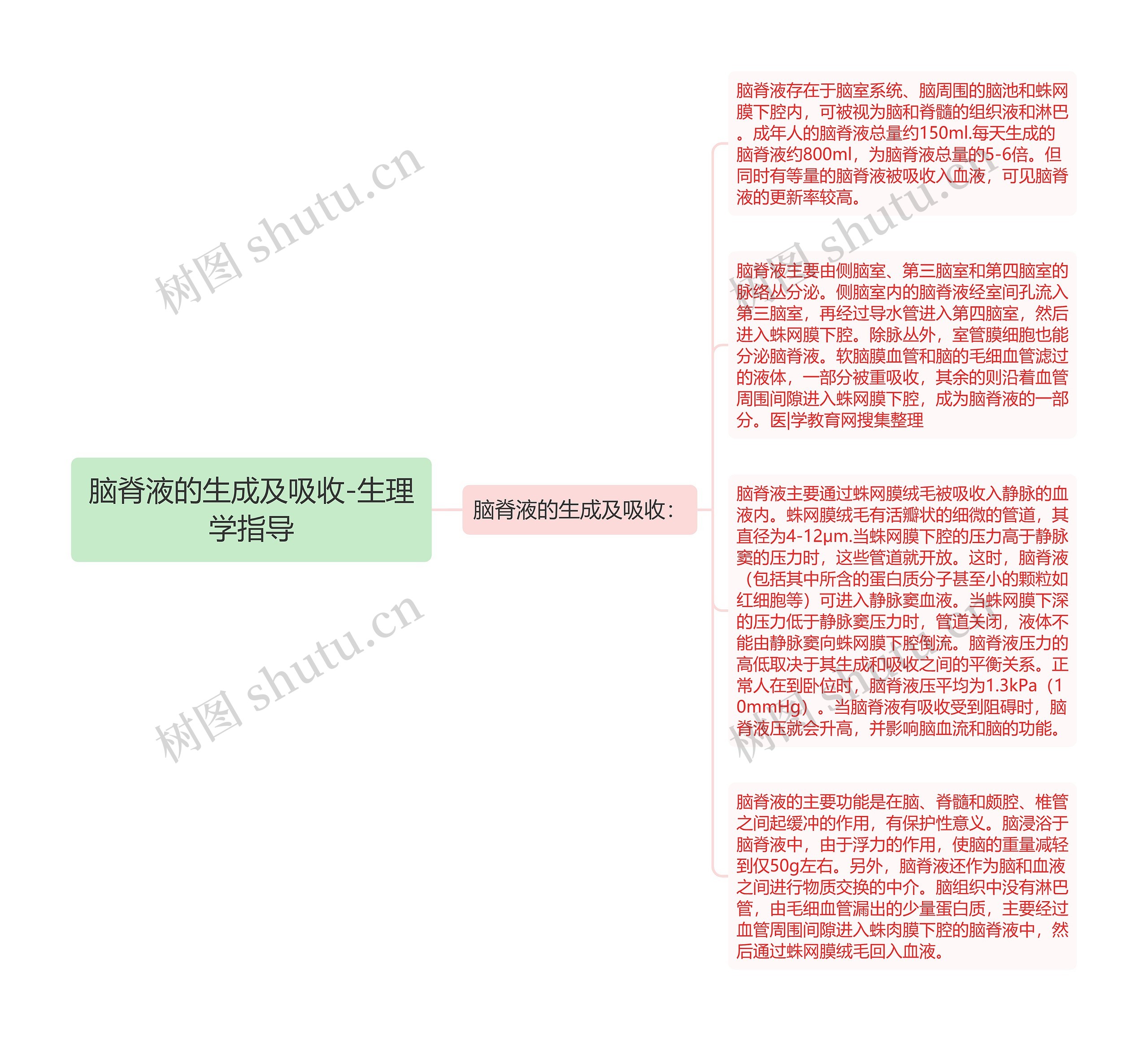 脑脊液的生成及吸收-生理学指导思维导图