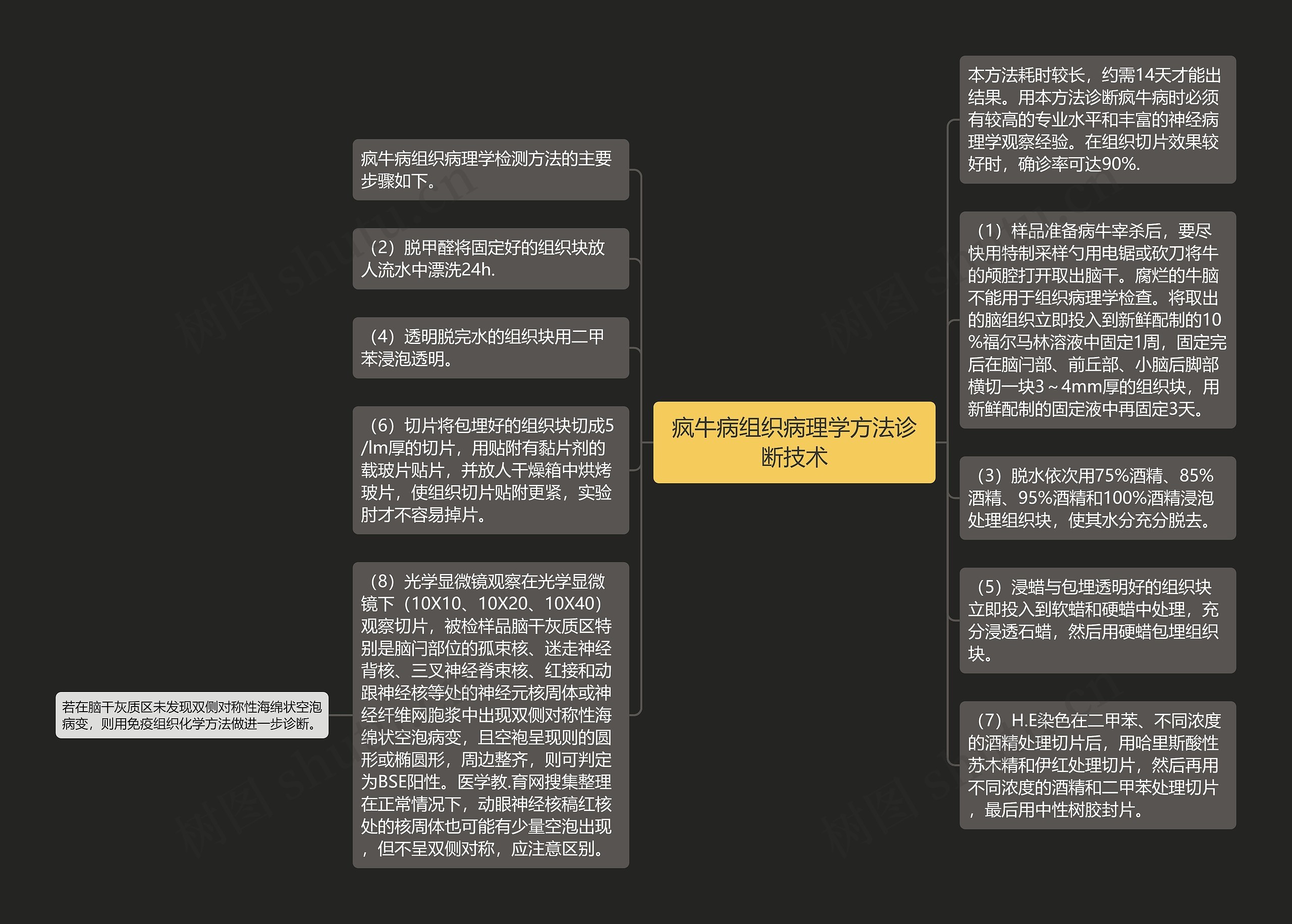 疯牛病组织病理学方法诊断技术思维导图