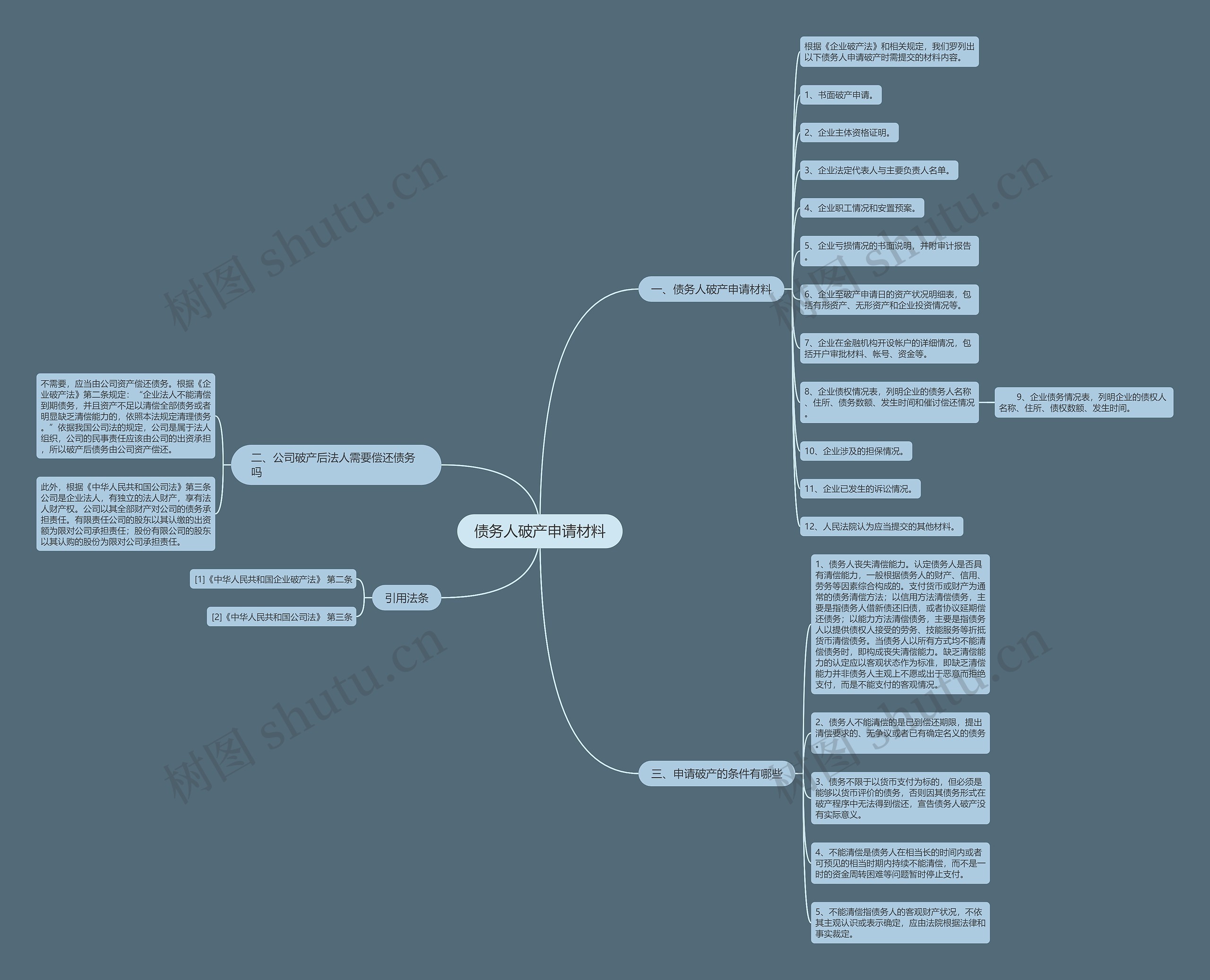 债务人破产申请材料思维导图