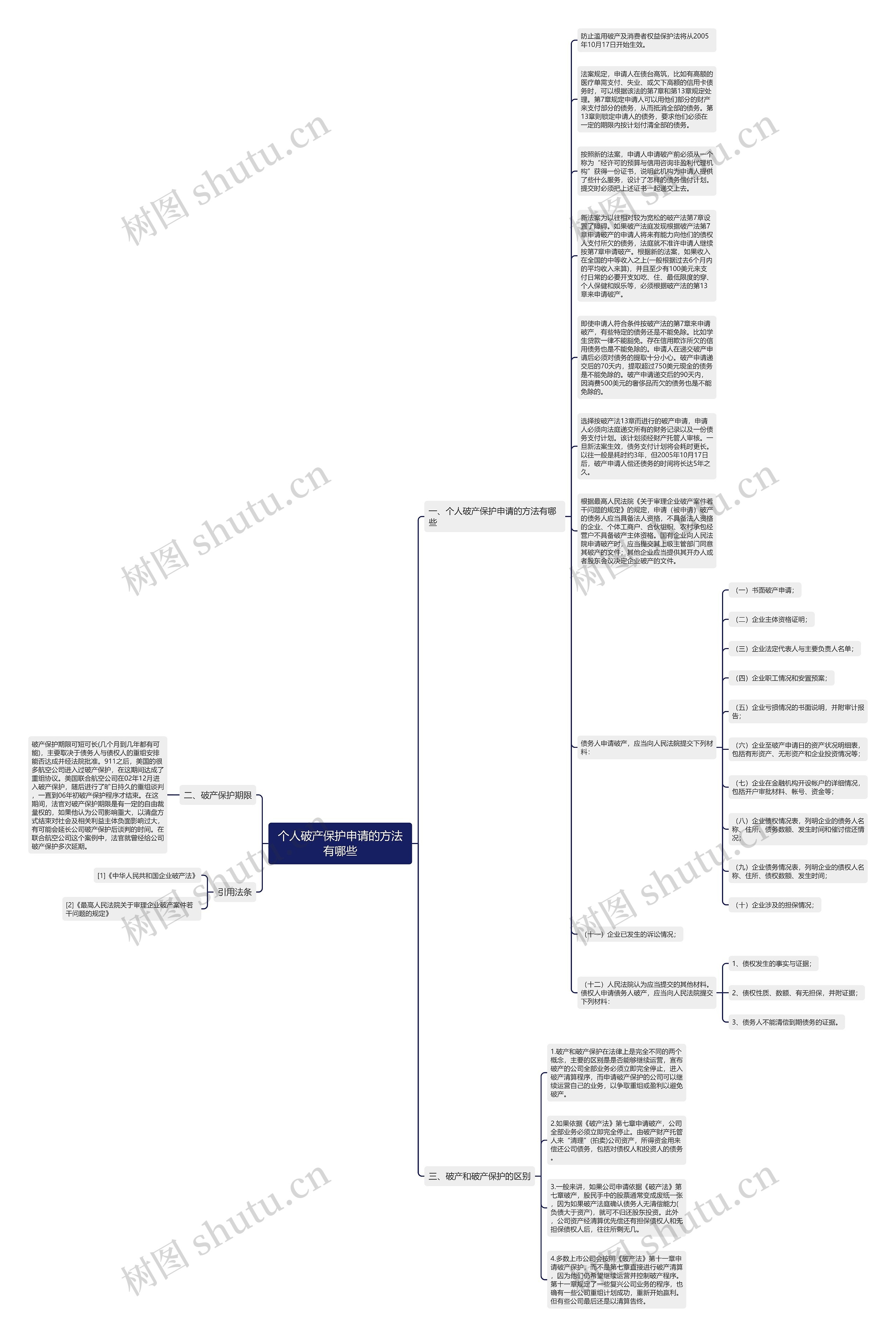 个人破产保护申请的方法有哪些思维导图