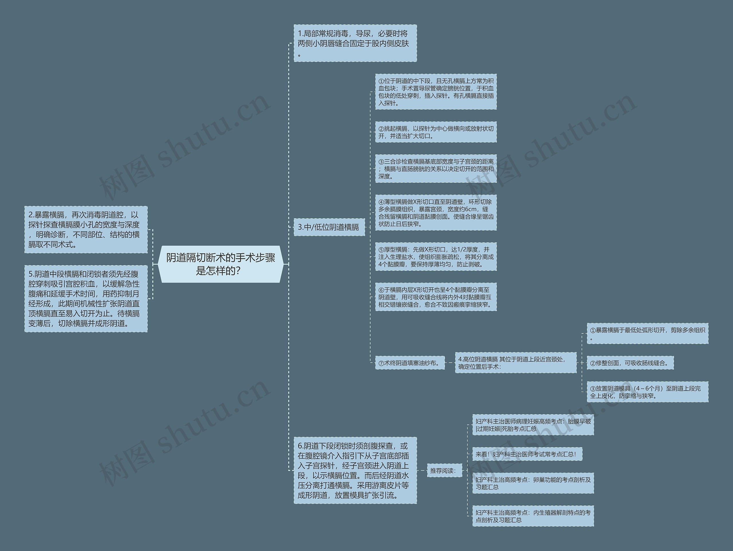 阴道隔切断术的手术步骤是怎样的？思维导图