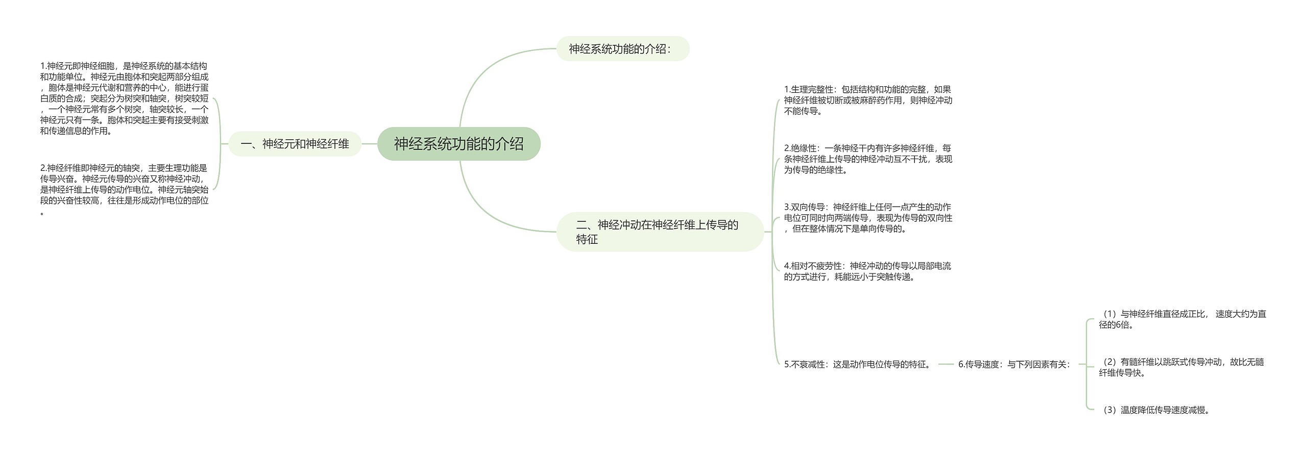 神经系统功能的介绍思维导图