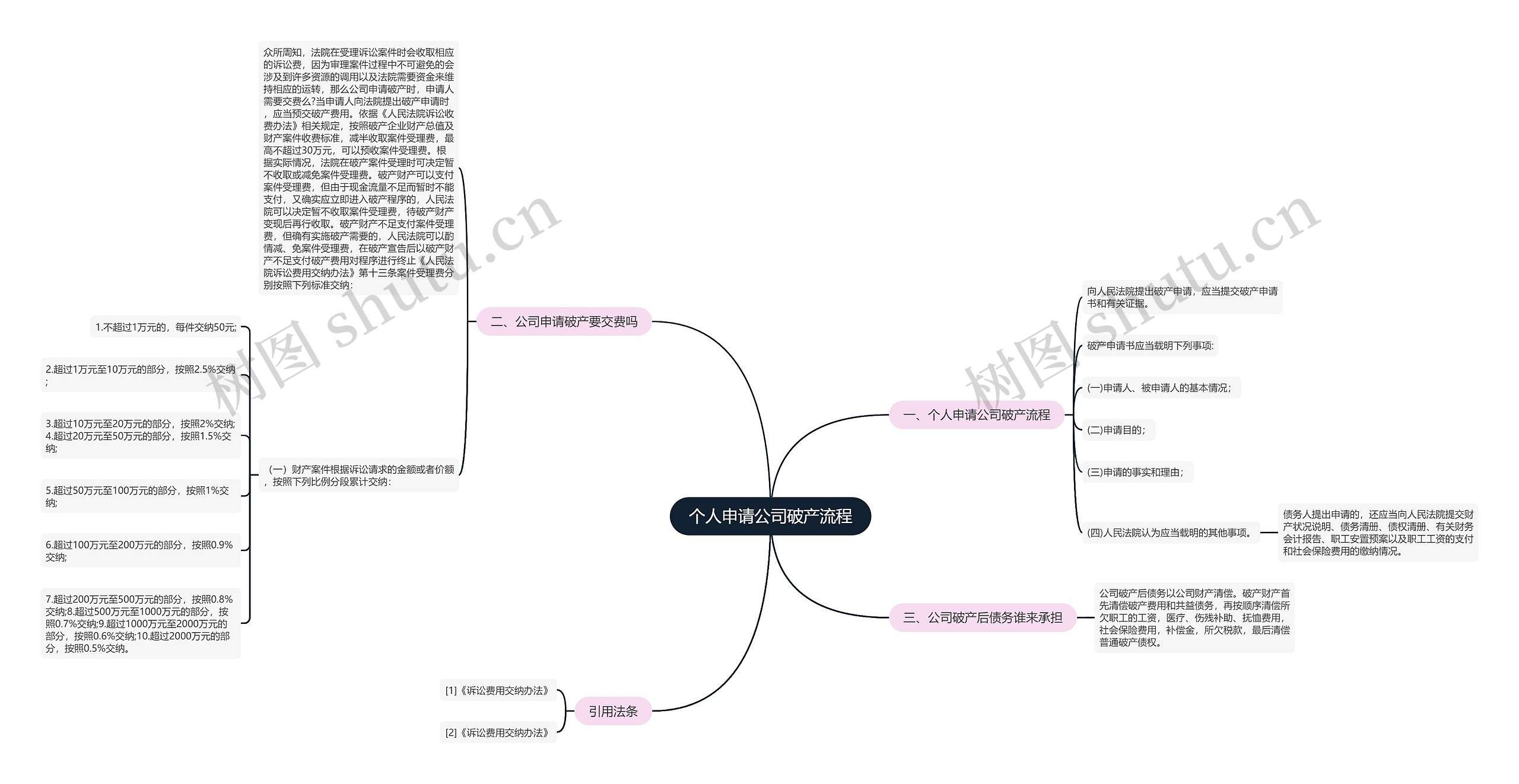 个人申请公司破产流程思维导图