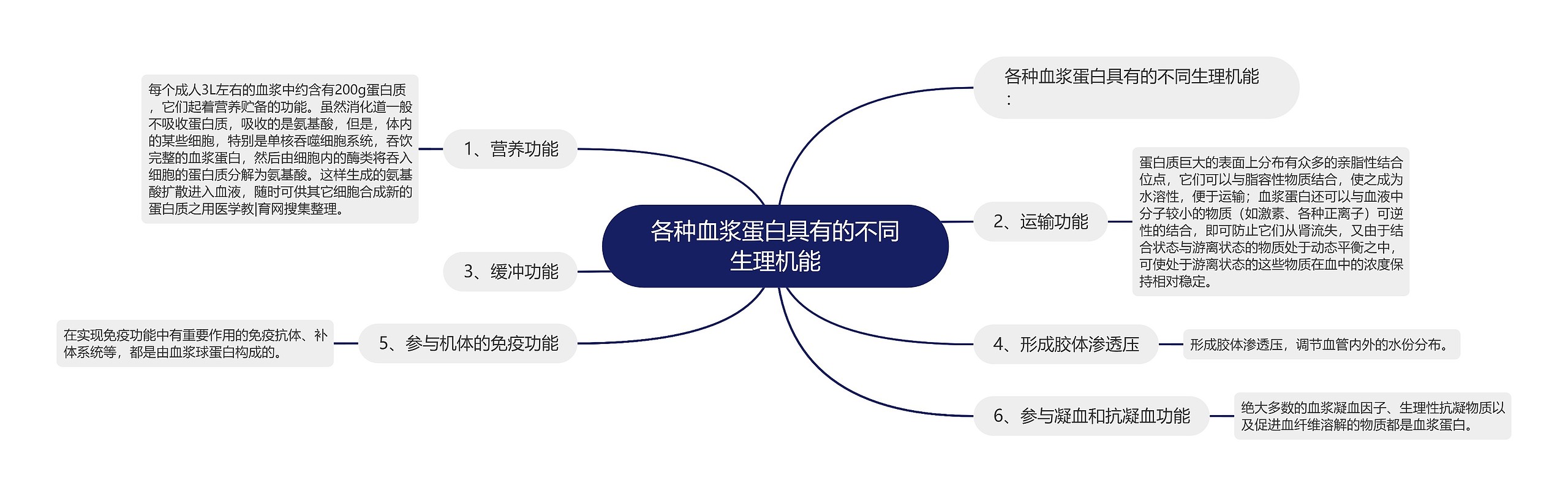 各种血浆蛋白具有的不同生理机能