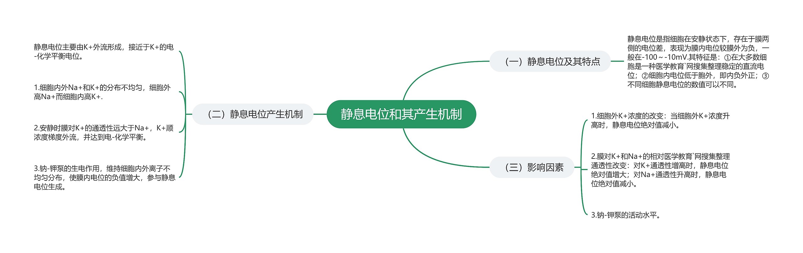 静息电位和其产生机制思维导图