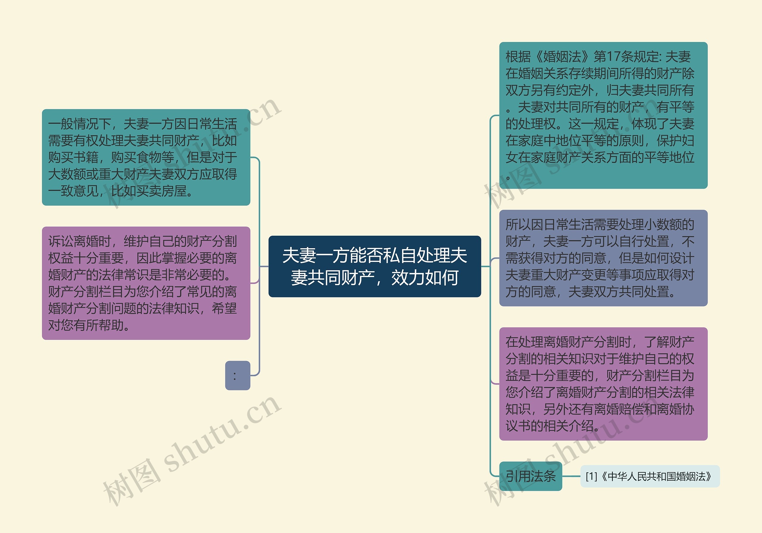 夫妻一方能否私自处理夫妻共同财产，效力如何思维导图