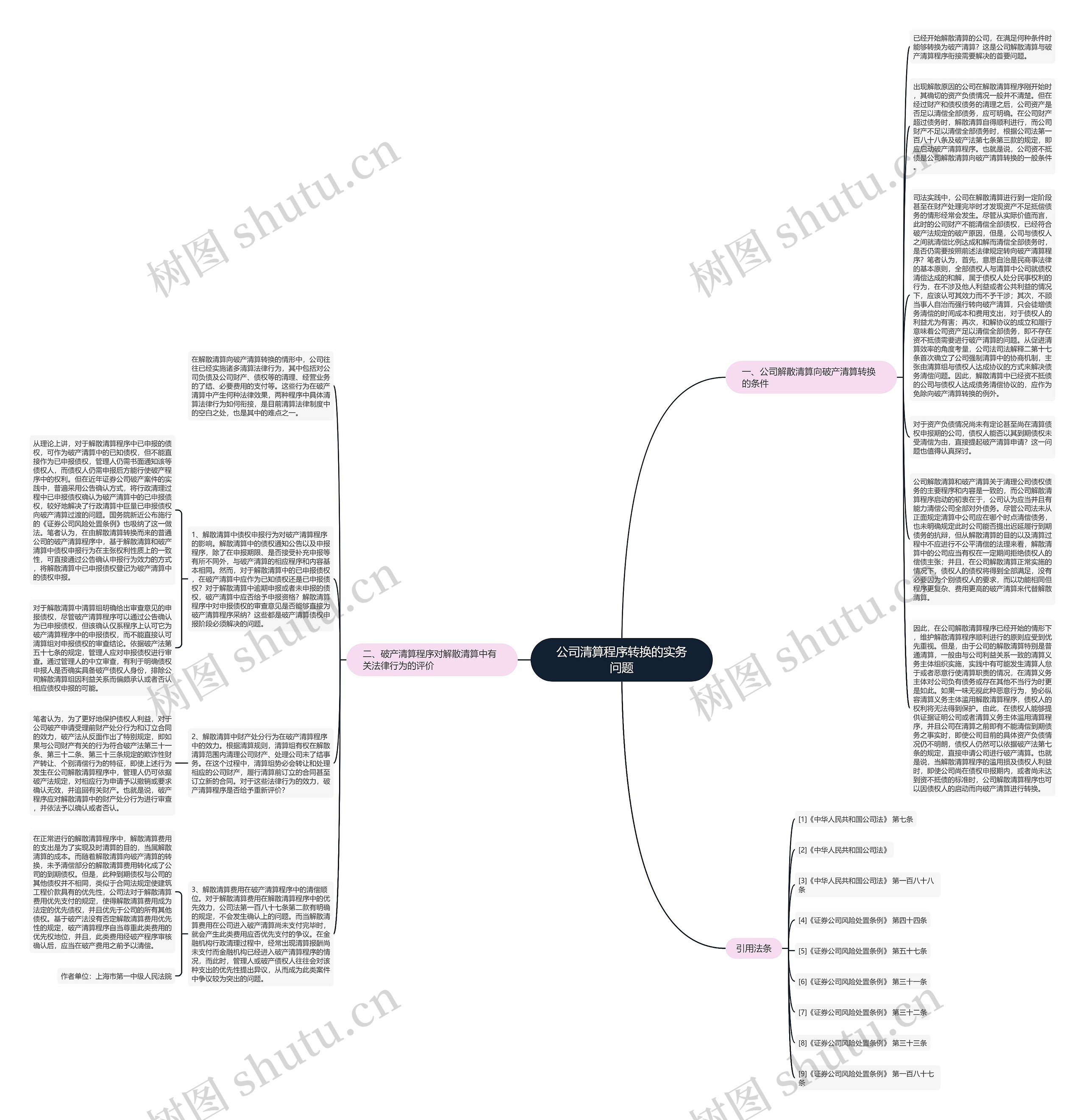 公司清算程序转换的实务问题思维导图