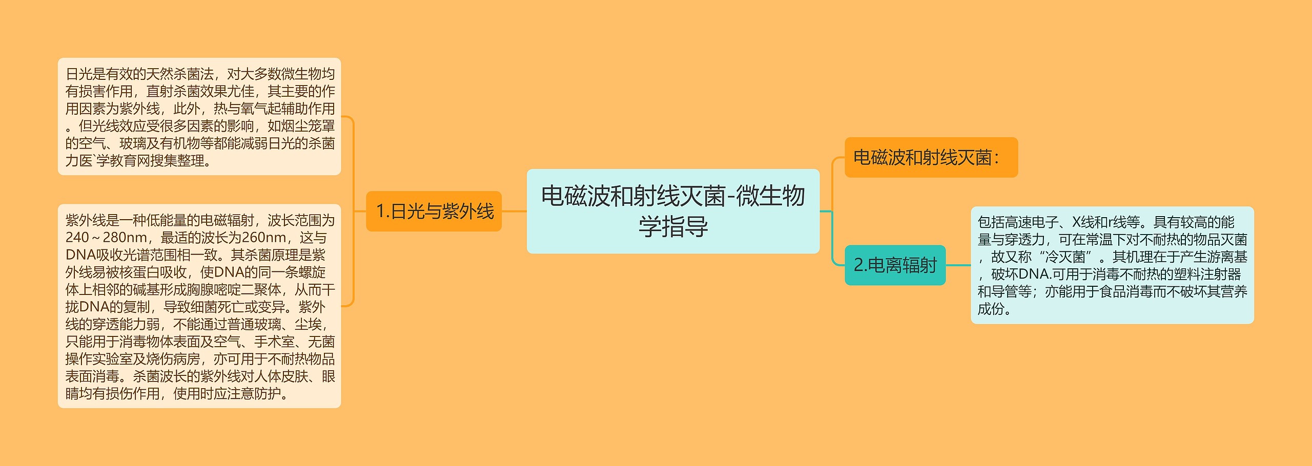 电磁波和射线灭菌-微生物学指导思维导图